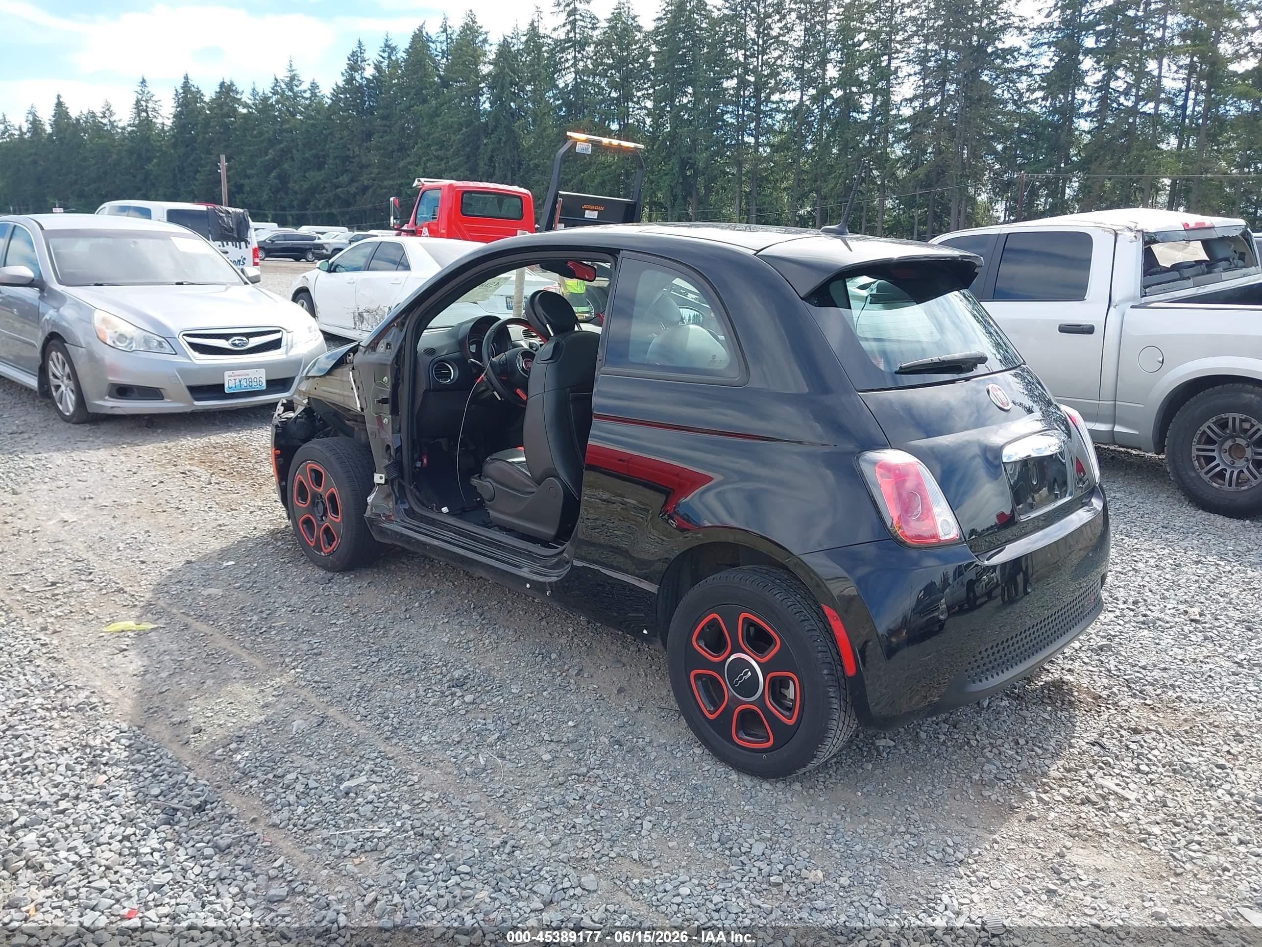 2015 Fiat 500e Battery Electric Black vin: 3C3CFFGEXFT623271