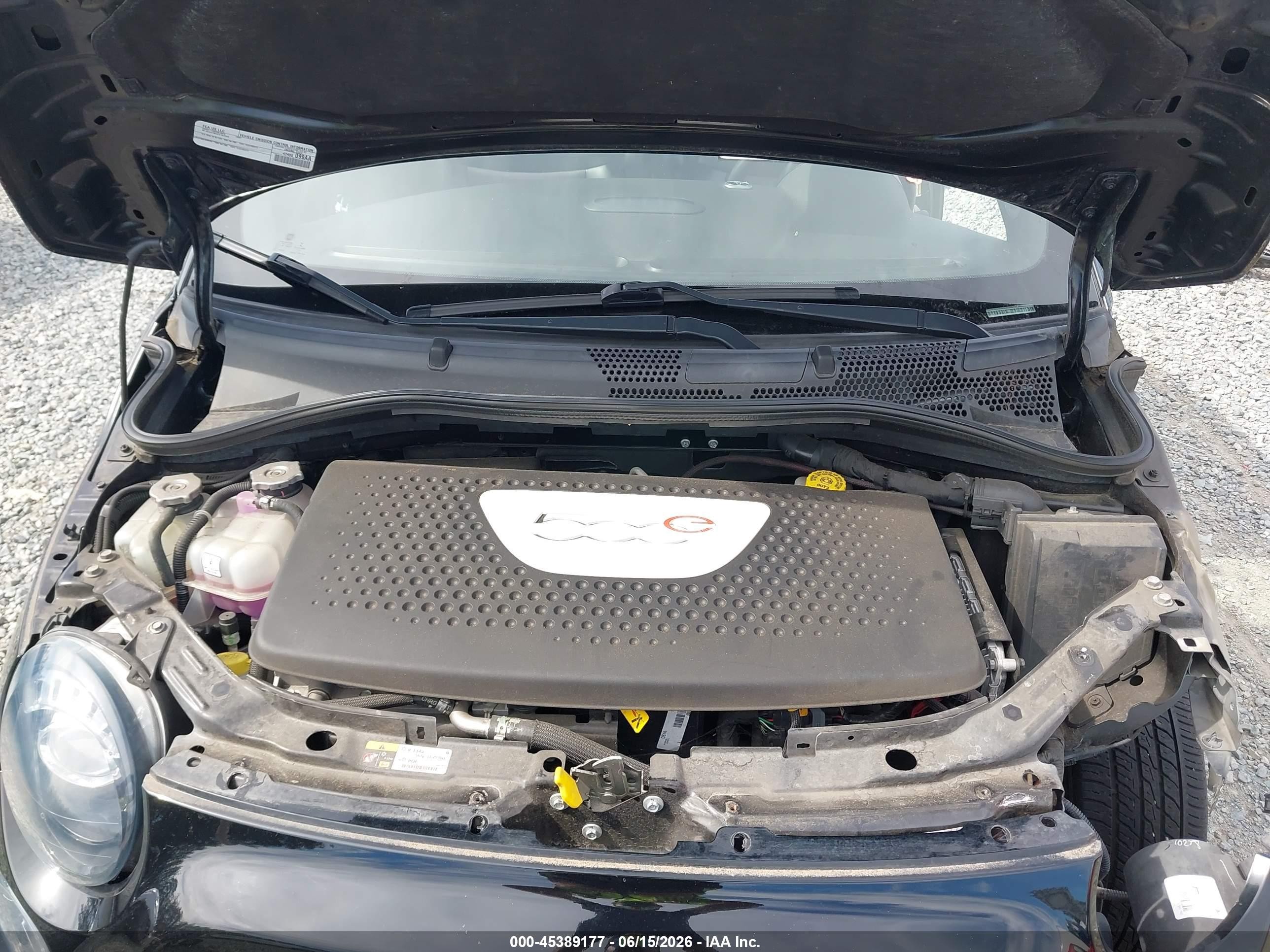 2015 Fiat 500e Battery Electric Black vin: 3C3CFFGEXFT623271