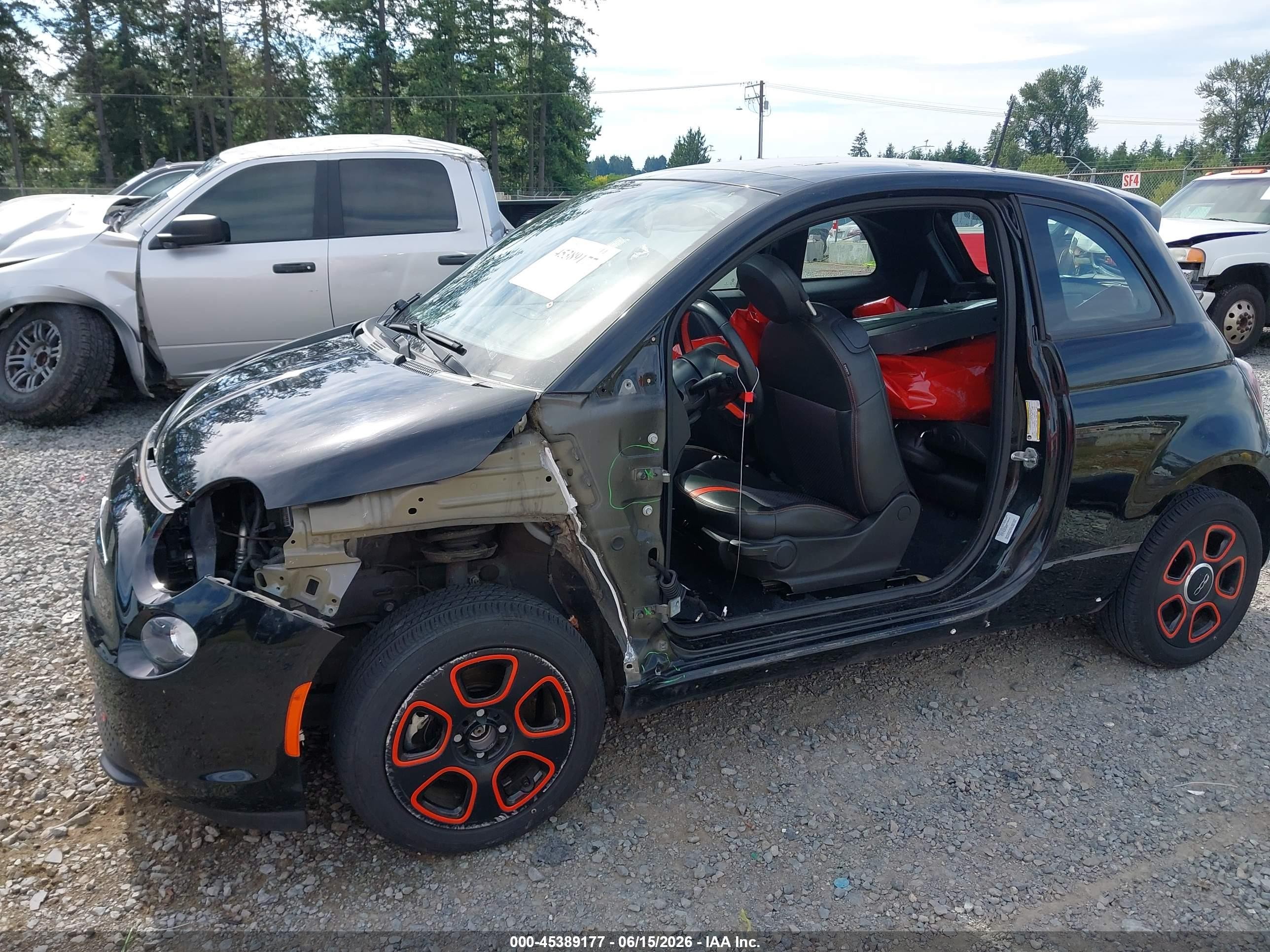 2015 Fiat 500e Battery Electric Black vin: 3C3CFFGEXFT623271