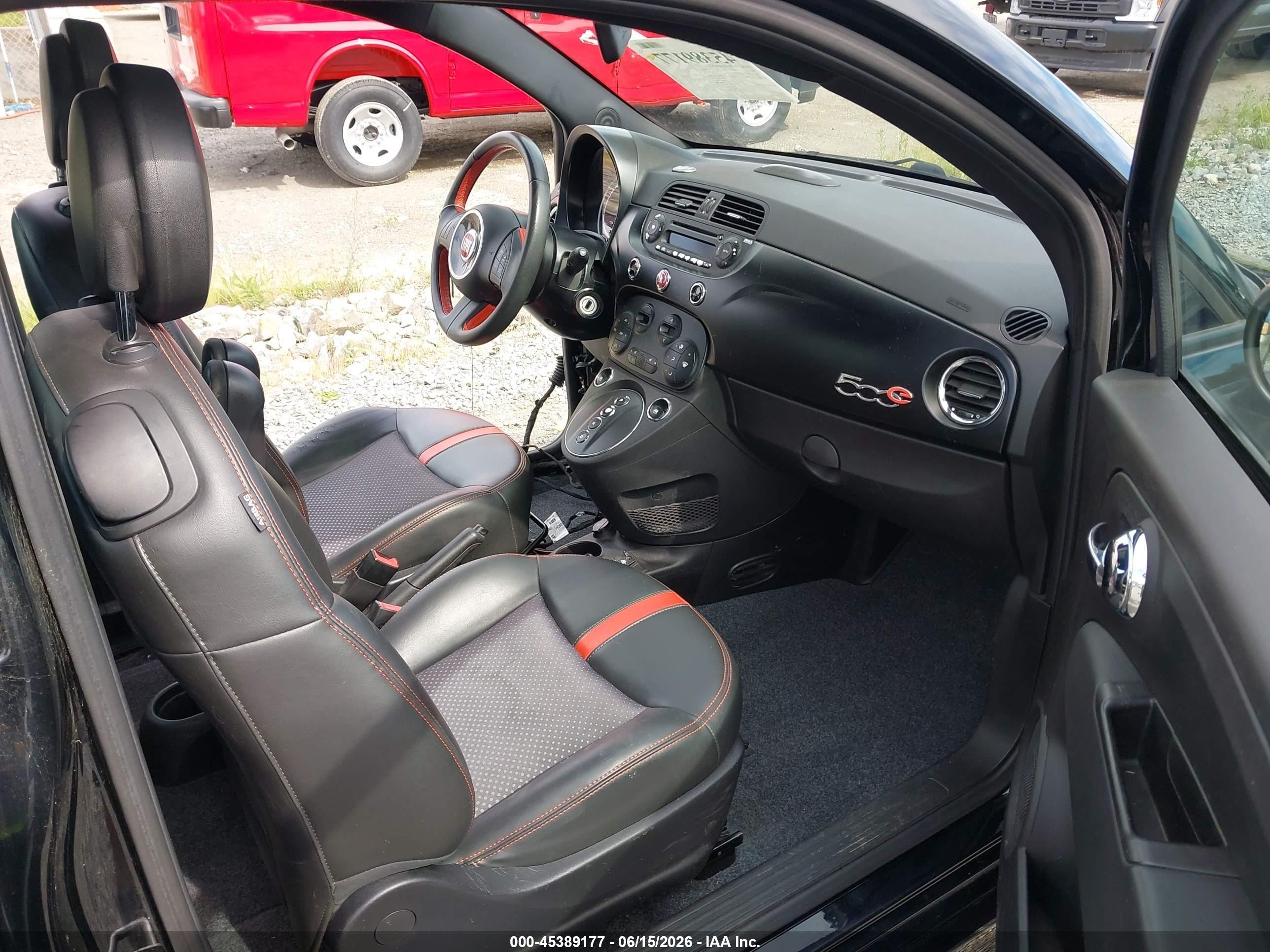 2015 Fiat 500e Battery Electric Black vin: 3C3CFFGEXFT623271