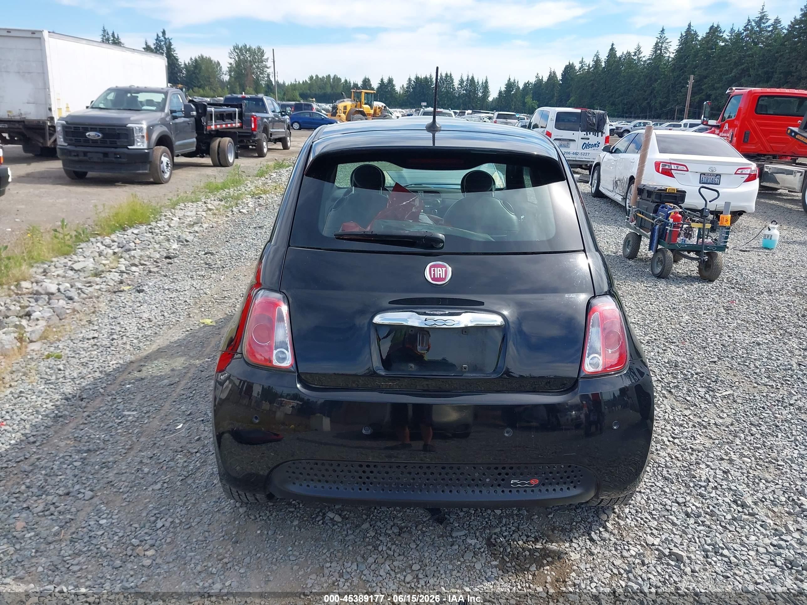 2015 Fiat 500e Battery Electric Black vin: 3C3CFFGEXFT623271