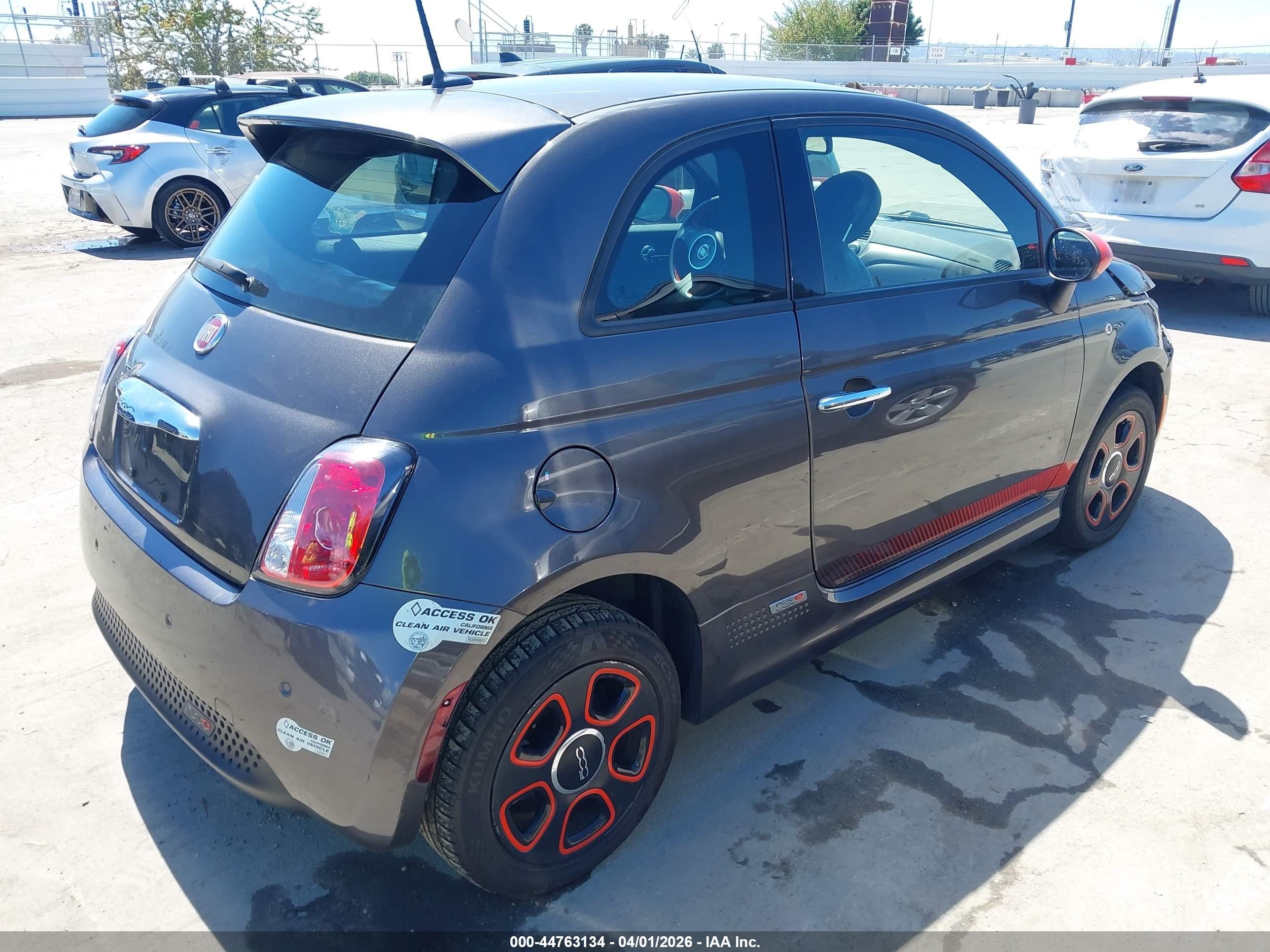 2015 Fiat 500e Battery Electric Gray vin: 3C3CFFGEXFT709695