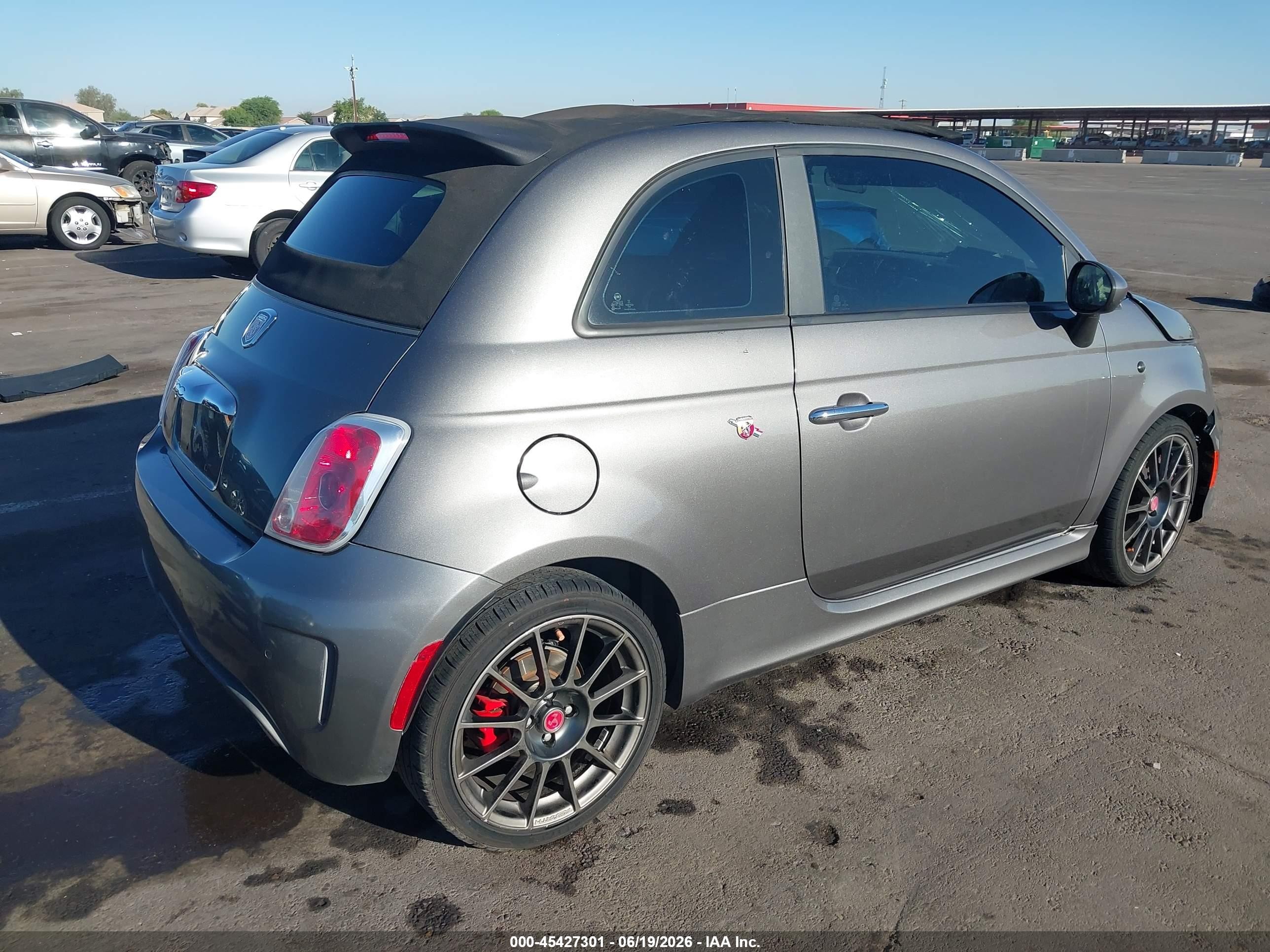 2013 Fiat 500c Abarth Gray vin: 3C3CFFJH6DT741950