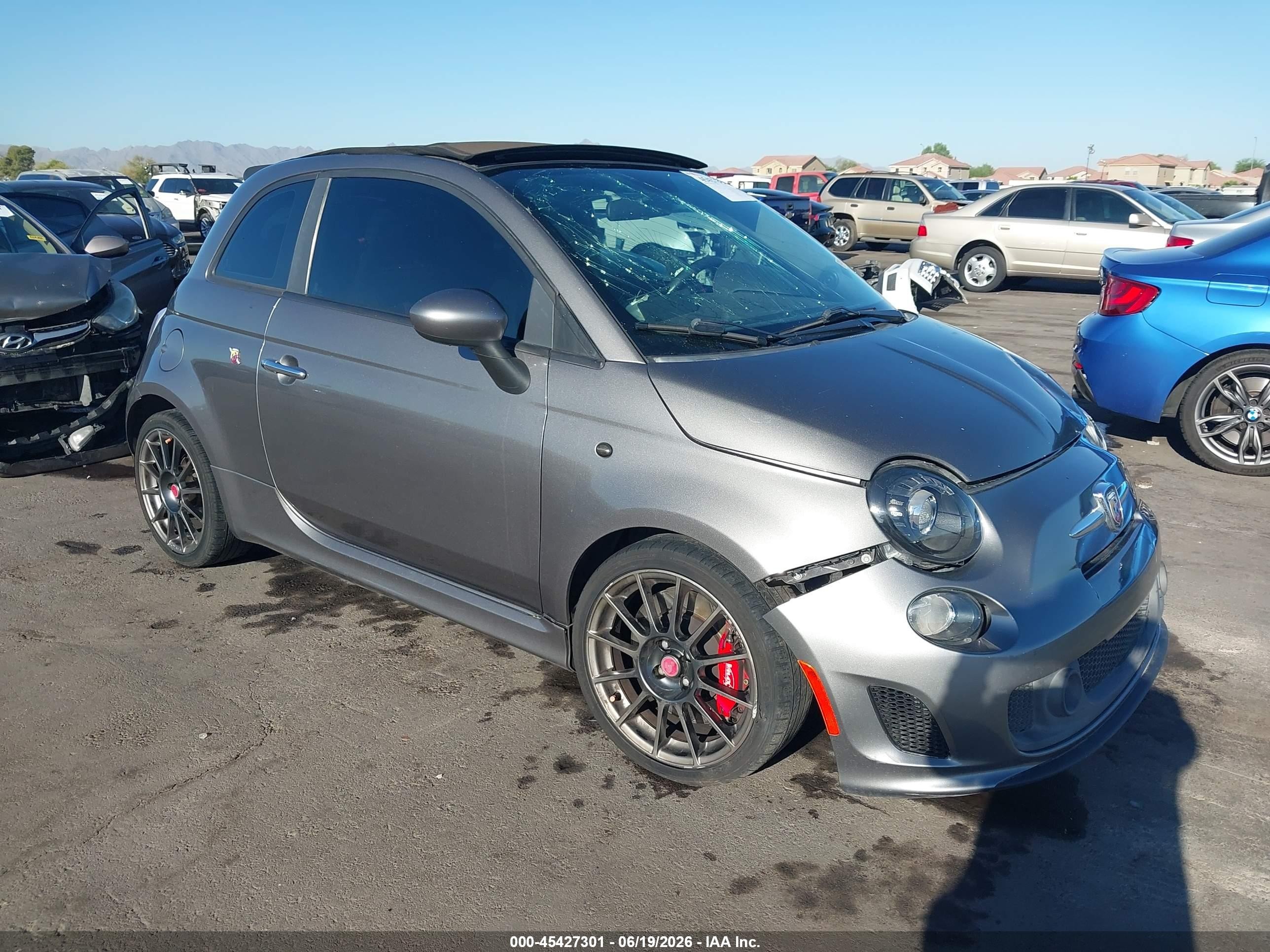 2013 Fiat 500c Abarth Gray vin: 3C3CFFJH6DT741950