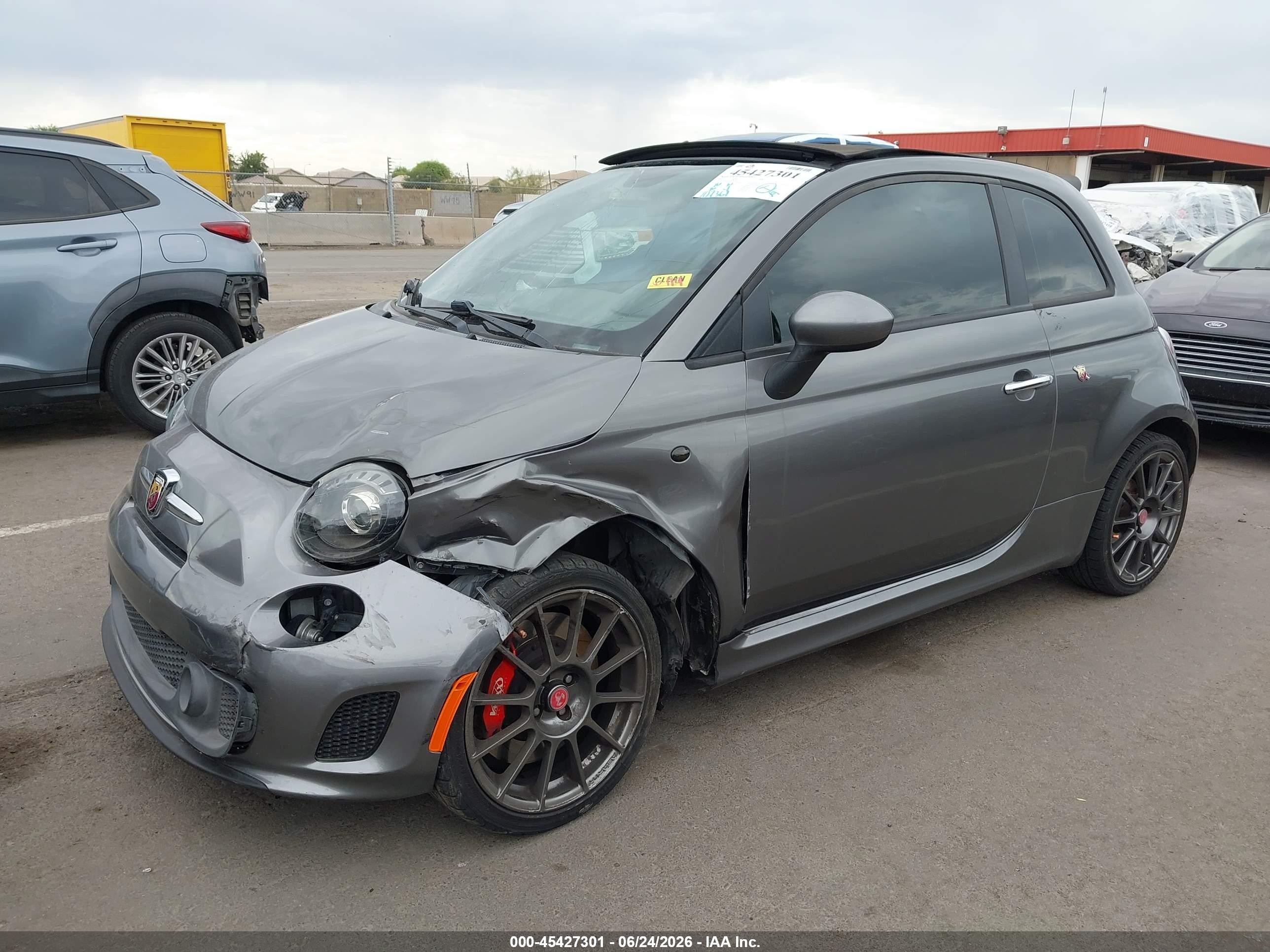 2013 Fiat 500c Abarth Gray vin: 3C3CFFJH6DT741950