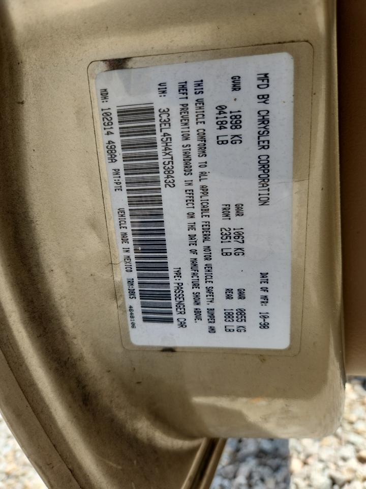 1999 Chrysler Sebring Jx Gold vin: 3C3EL45H4XT538432