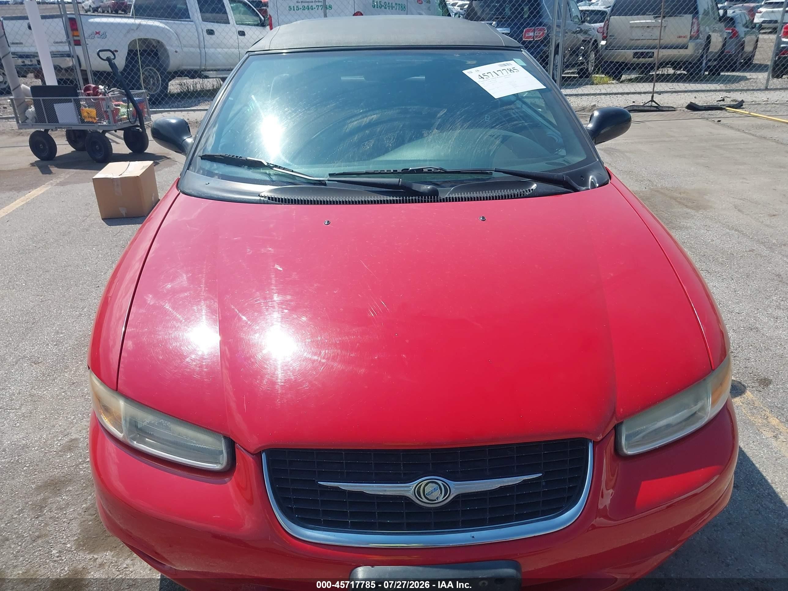1999 Chrysler Sebring Jx Red vin: 3C3EL45H9XT207880