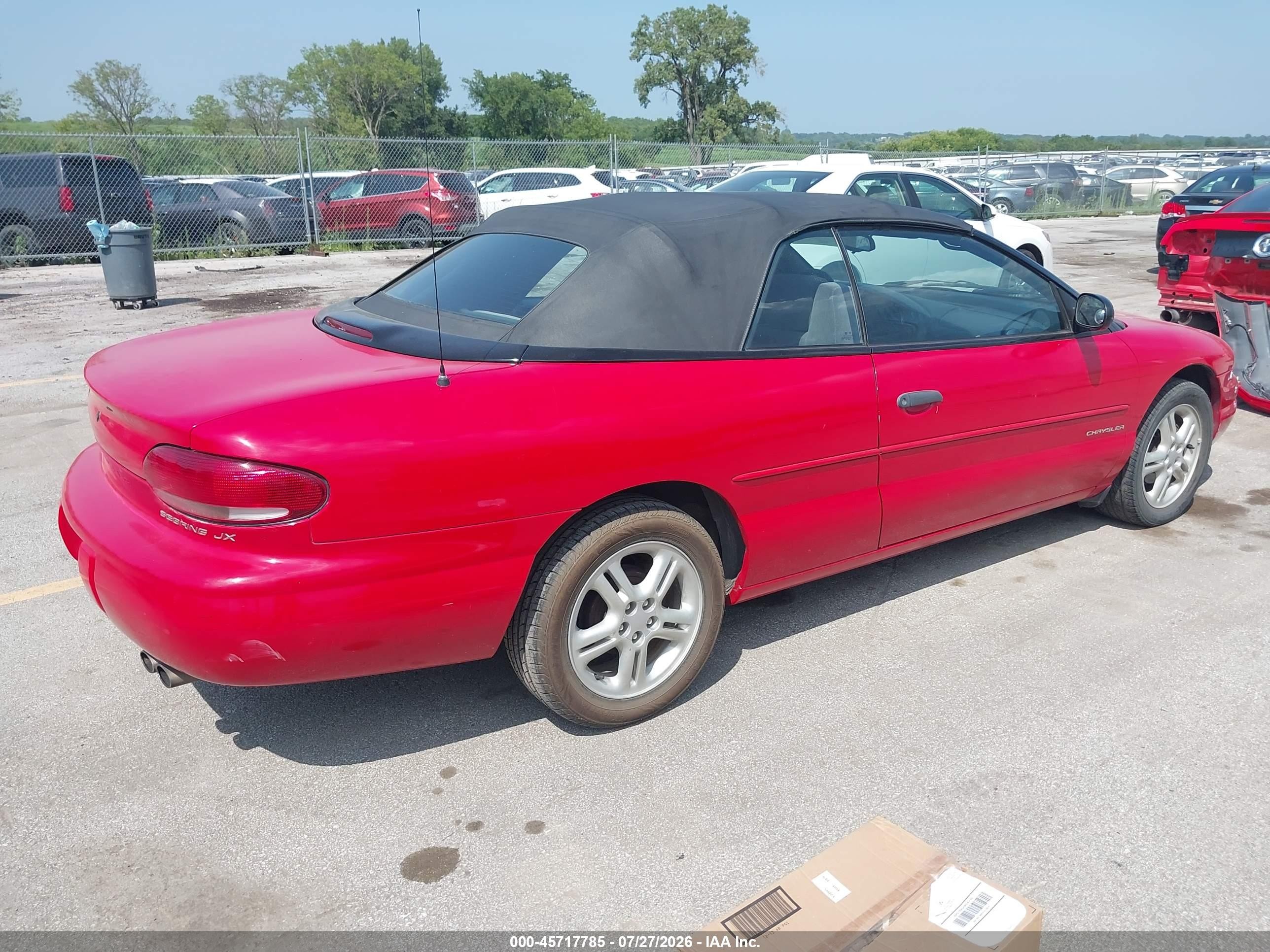 1999 Chrysler Sebring Jx Red vin: 3C3EL45H9XT207880