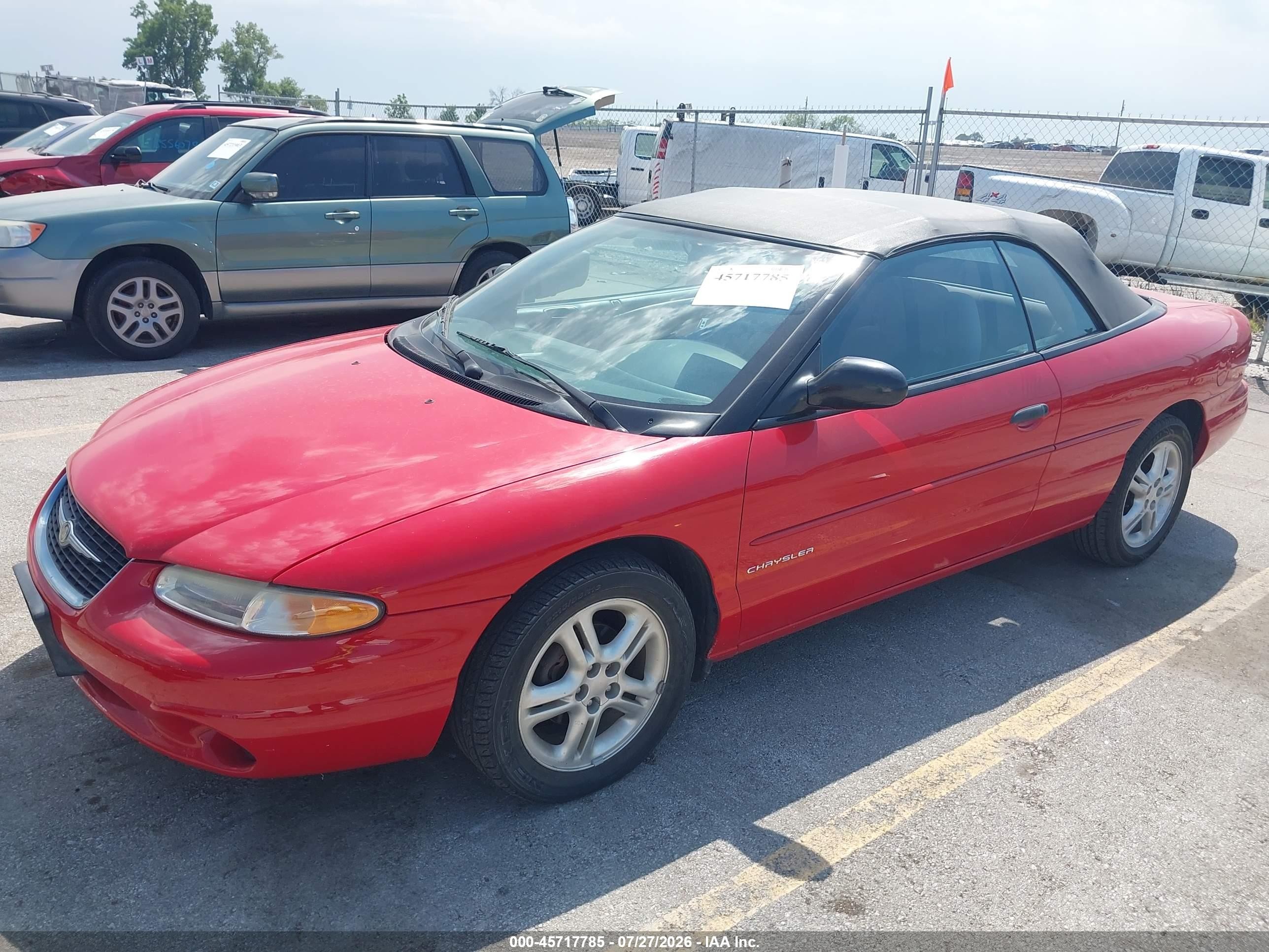1999 Chrysler Sebring Jx Red vin: 3C3EL45H9XT207880