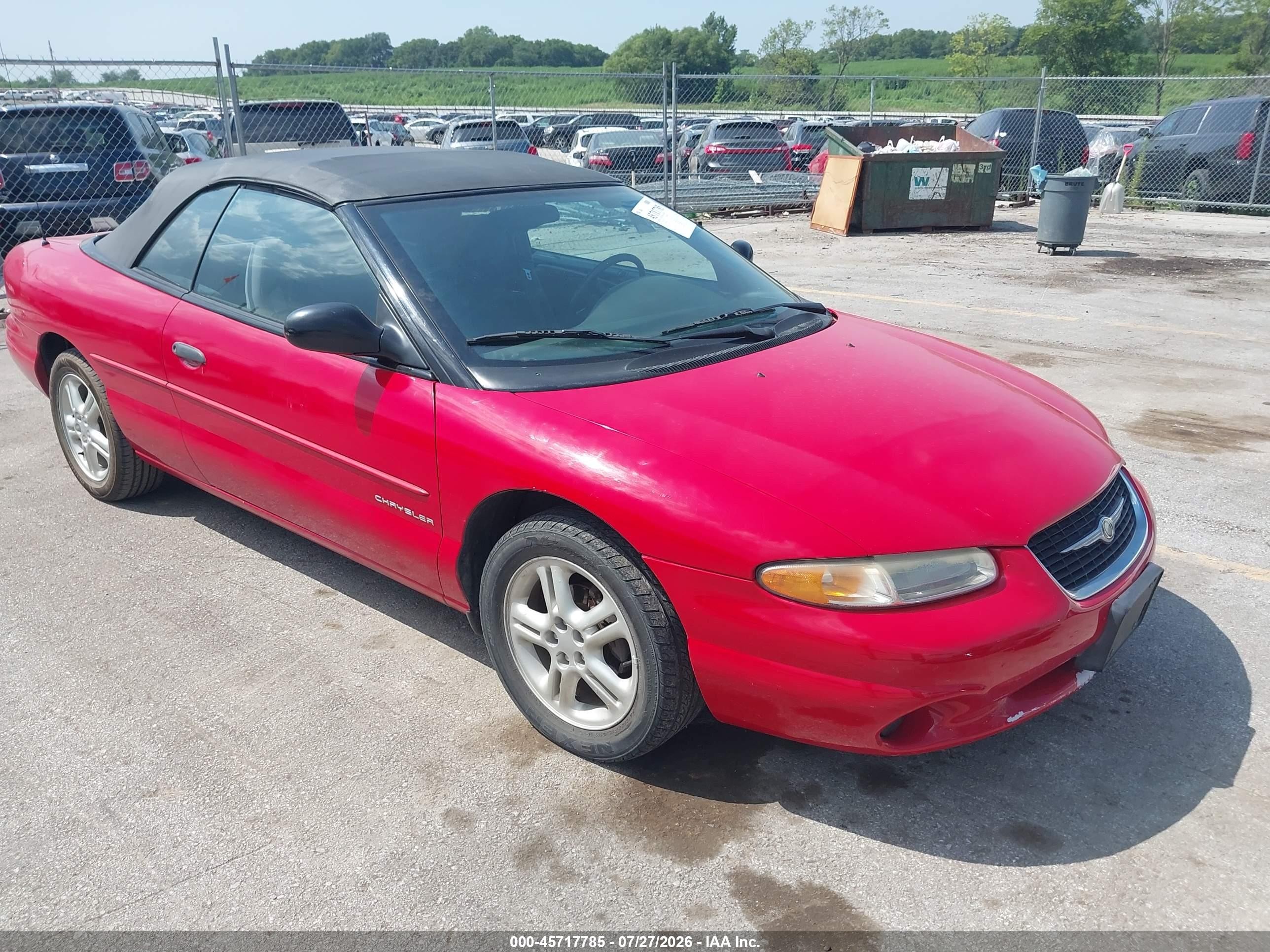 1999 Chrysler Sebring Jx Red vin: 3C3EL45H9XT207880