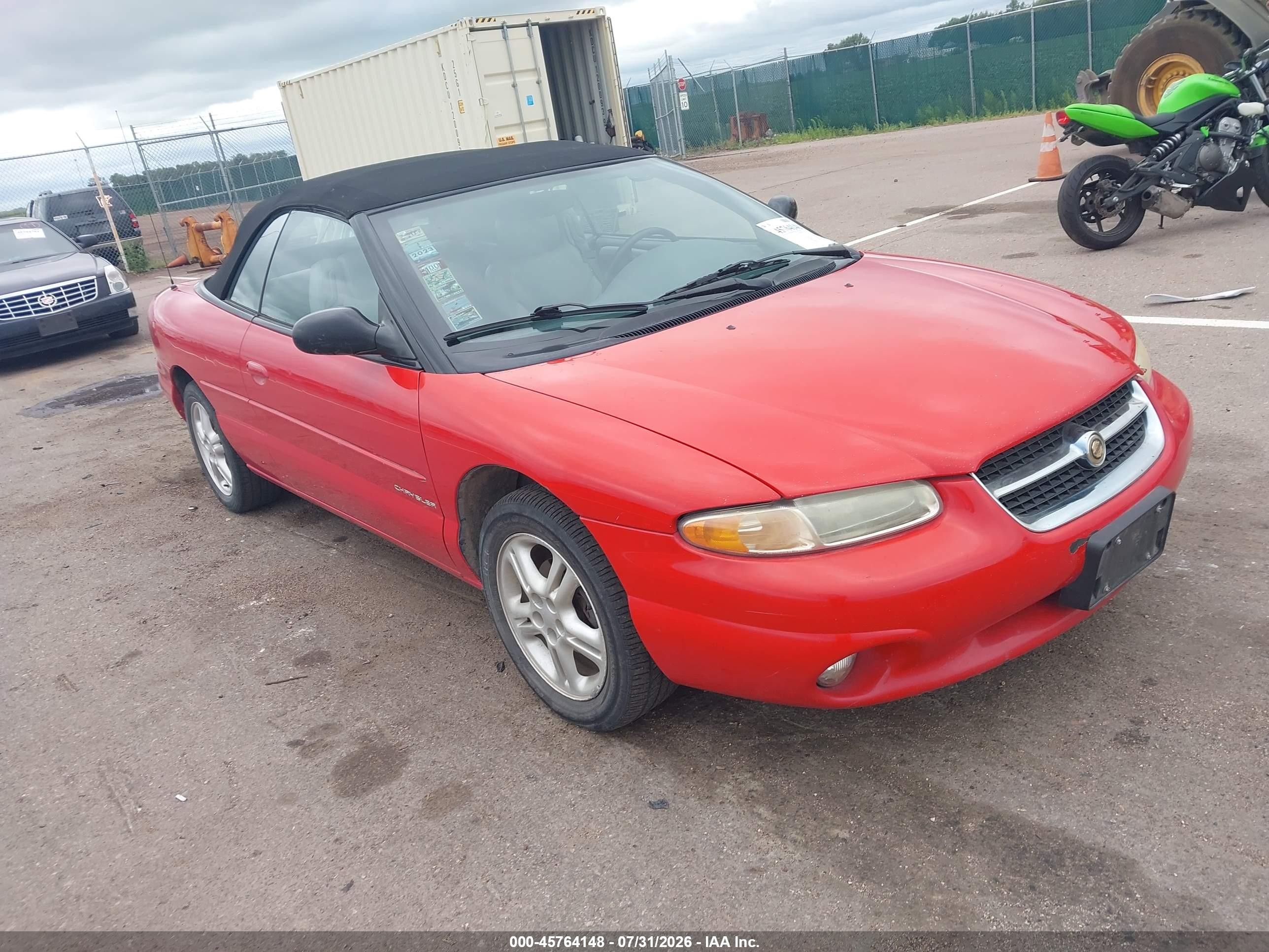 1997 Chrysler Sebring Jxi Red vin: 3C3EL55H1VT614238