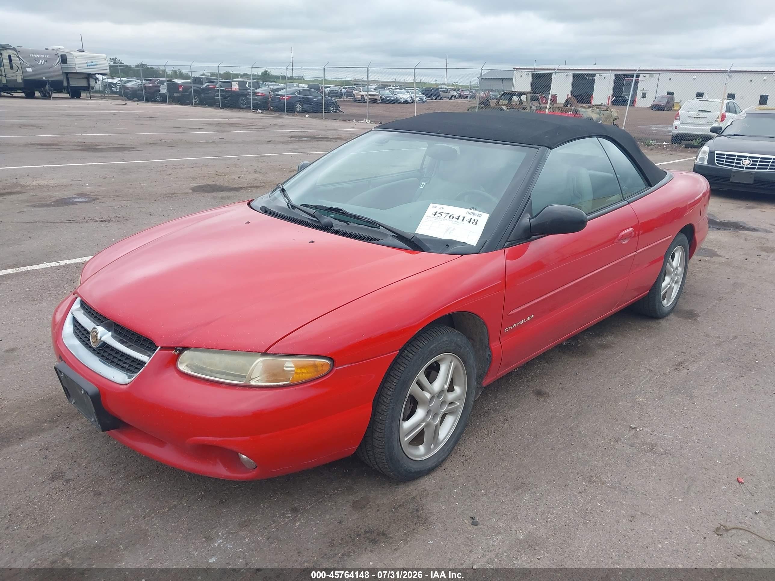 1997 Chrysler Sebring Jxi Red vin: 3C3EL55H1VT614238