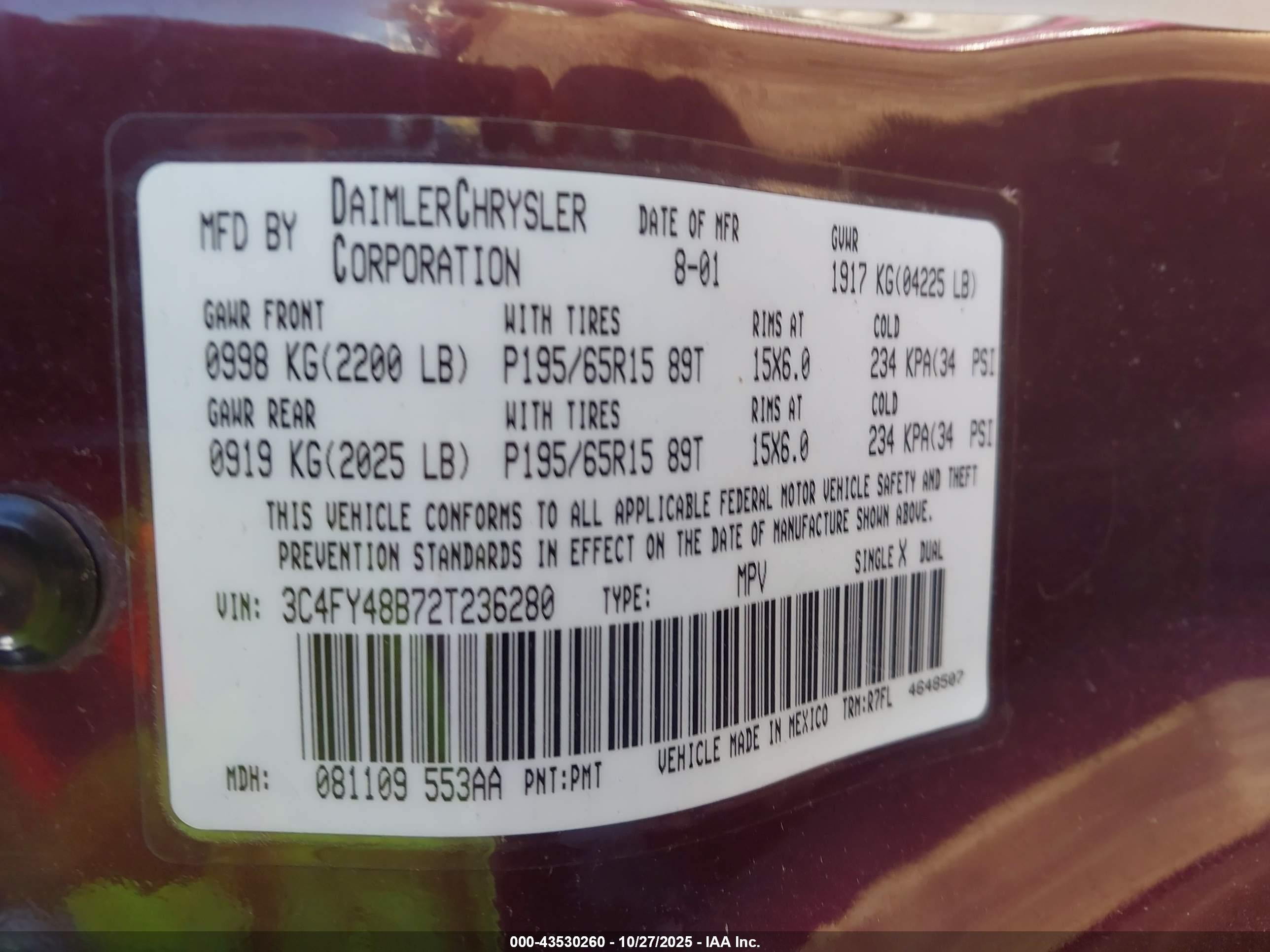 2002 Chrysler Pt Cruiser   Purple vin: 3C4FY48B72T236280