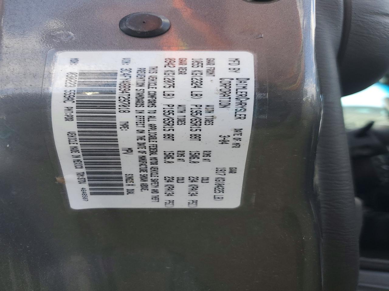 2004 Chrysler Pt Cruiser Sw Gray vin: 3C4FY48B94T297018
