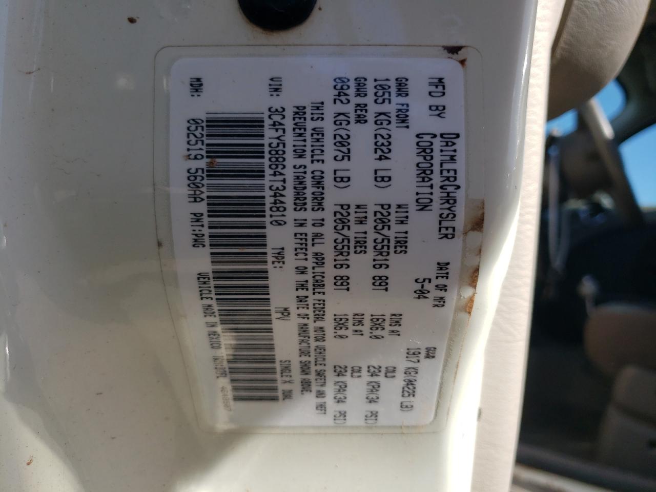2004 Chrysler Pt Cruiser Touring White vin: 3C4FY58864T344810