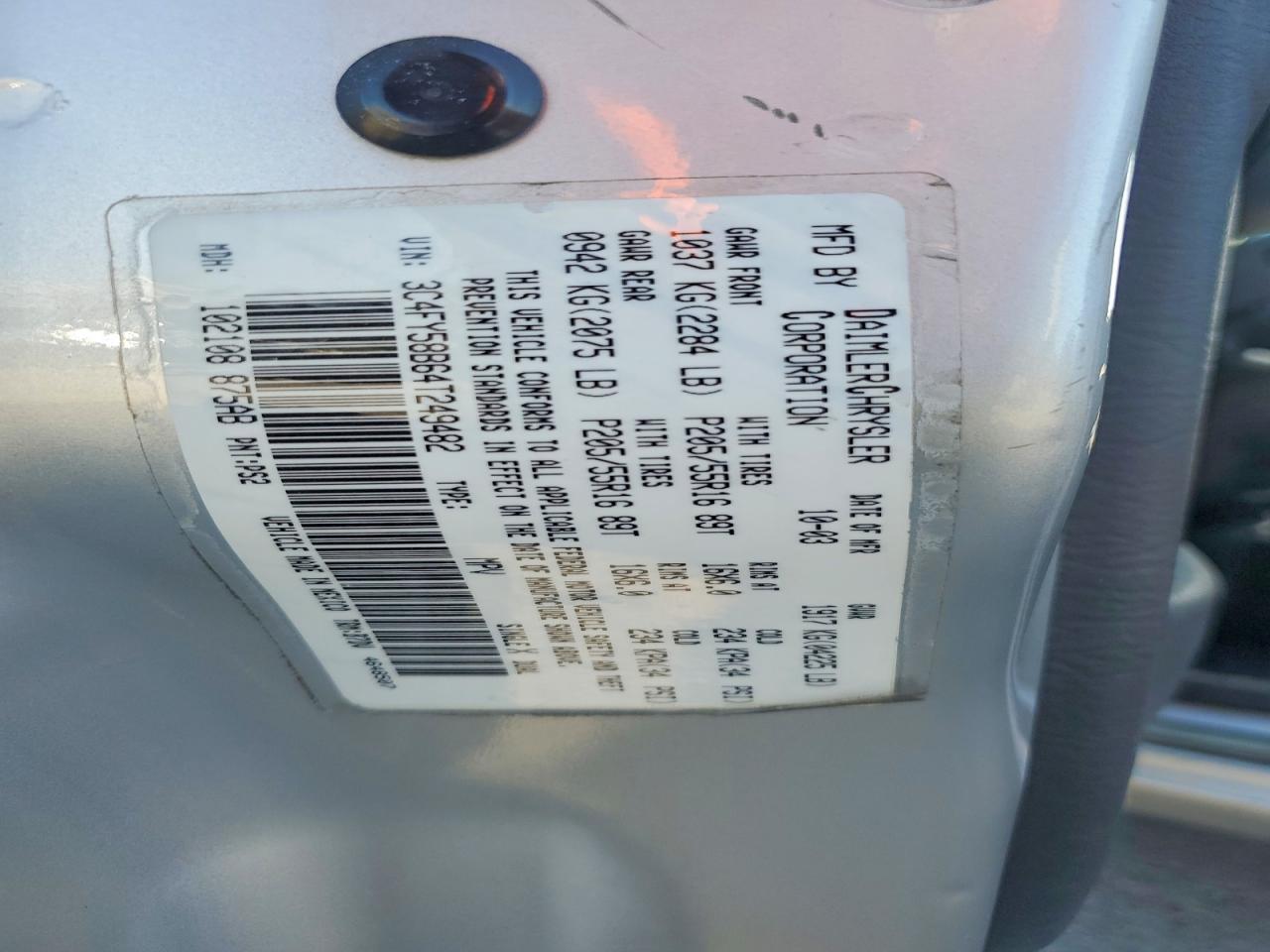 2004 Chrysler Pt Cruiser Touring Silver vin: 3C4FY58B64T249482