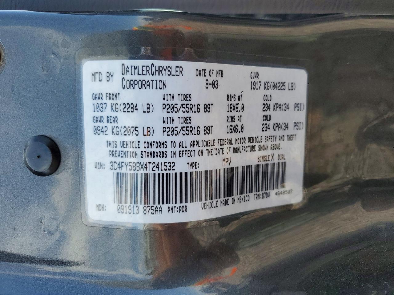 2004 Chrysler Pt Cruiser Touring Gray vin: 3C4FY58BX4T241532