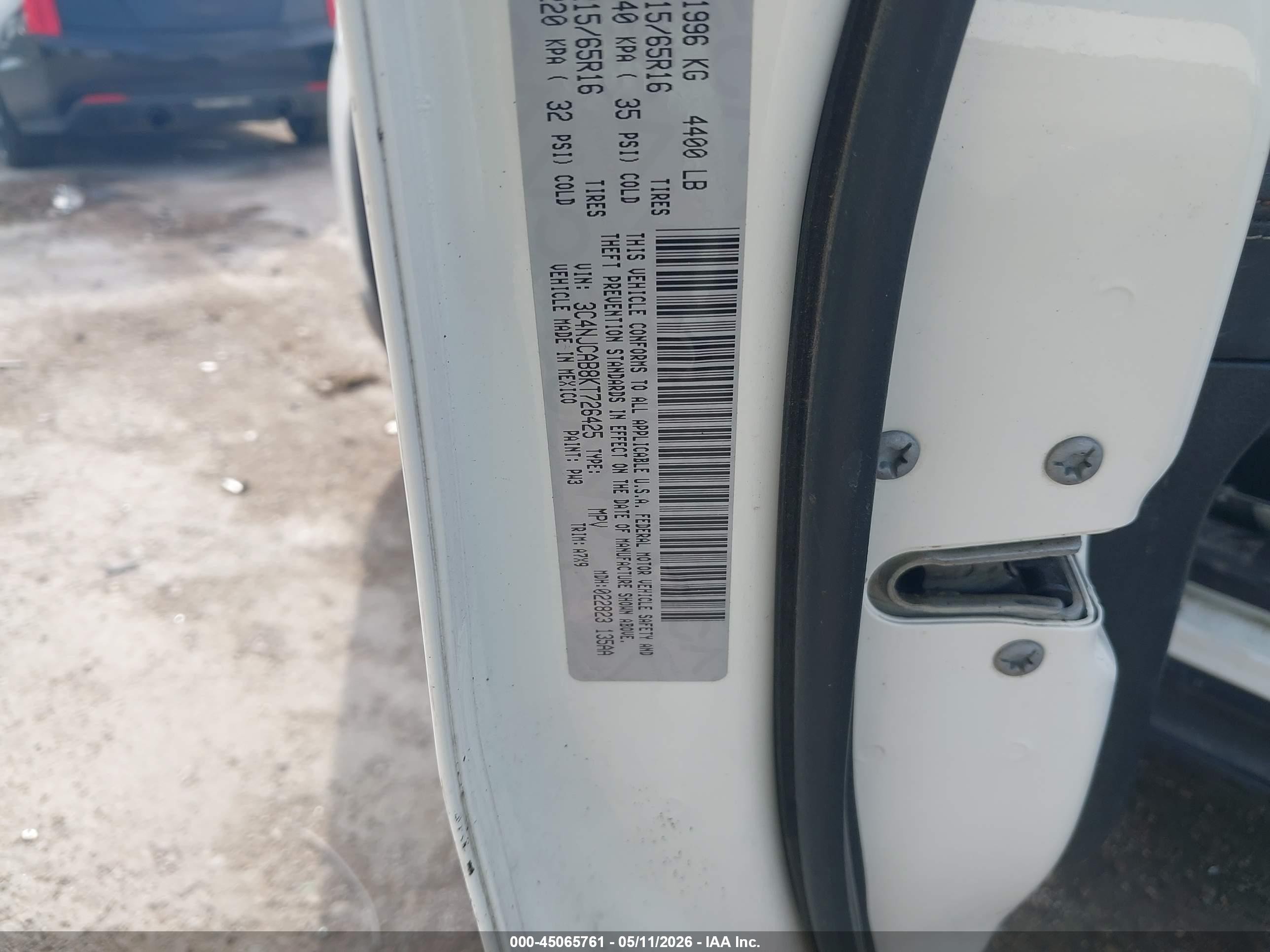 2019 Jeep Compass Sport Fwd Белый vin: 3C4NJCAB8KT726425