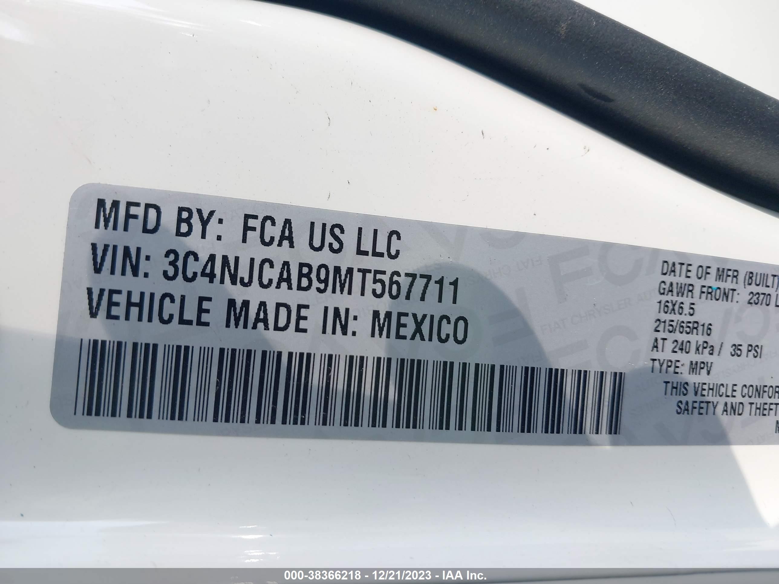 2021 Jeep Compass Sport Fwd White vin: 3C4NJCAB9MT567711