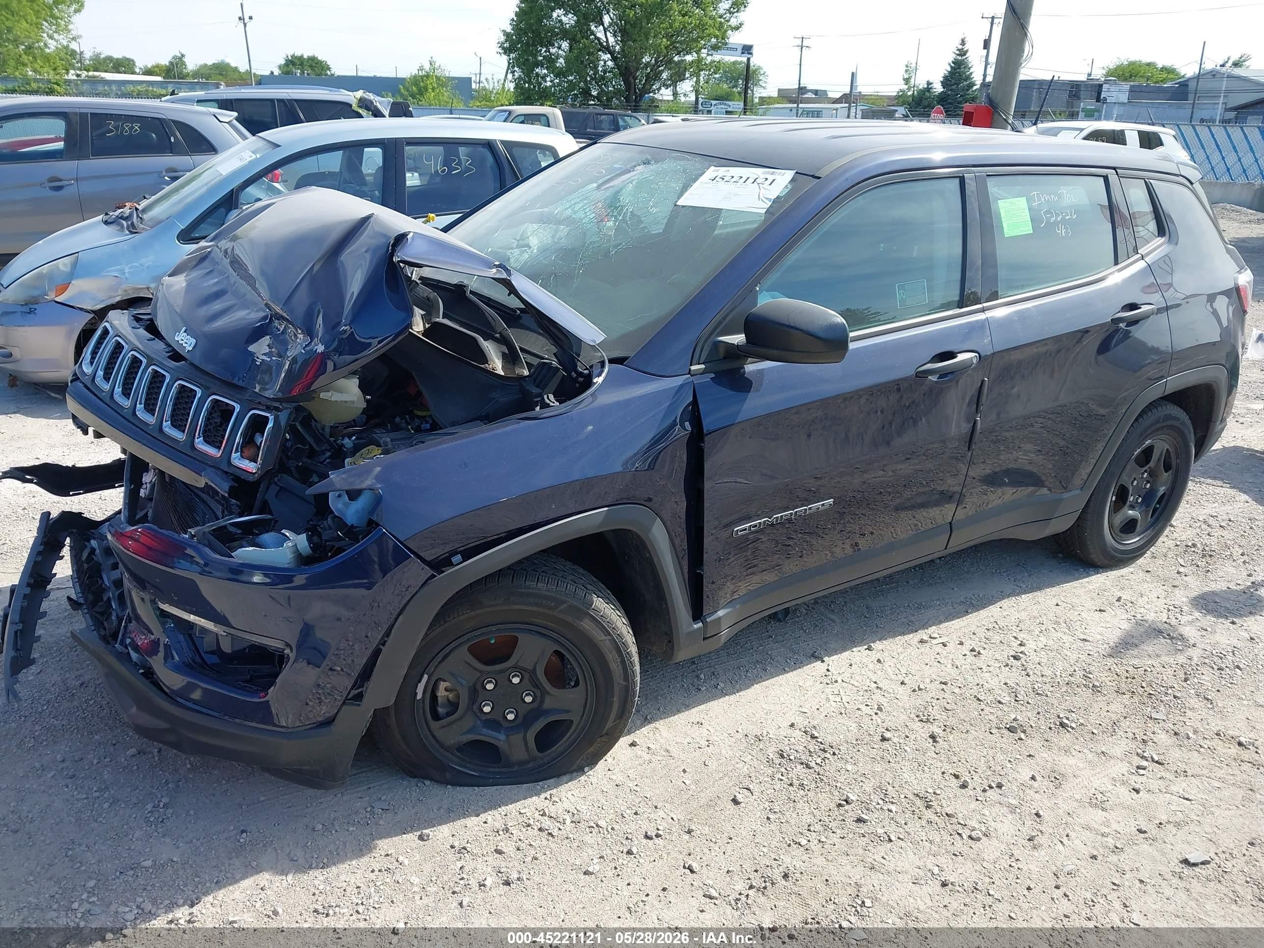 2019 Jeep Compass Sport Fwd Blue vin: 3C4NJCABXKT615908