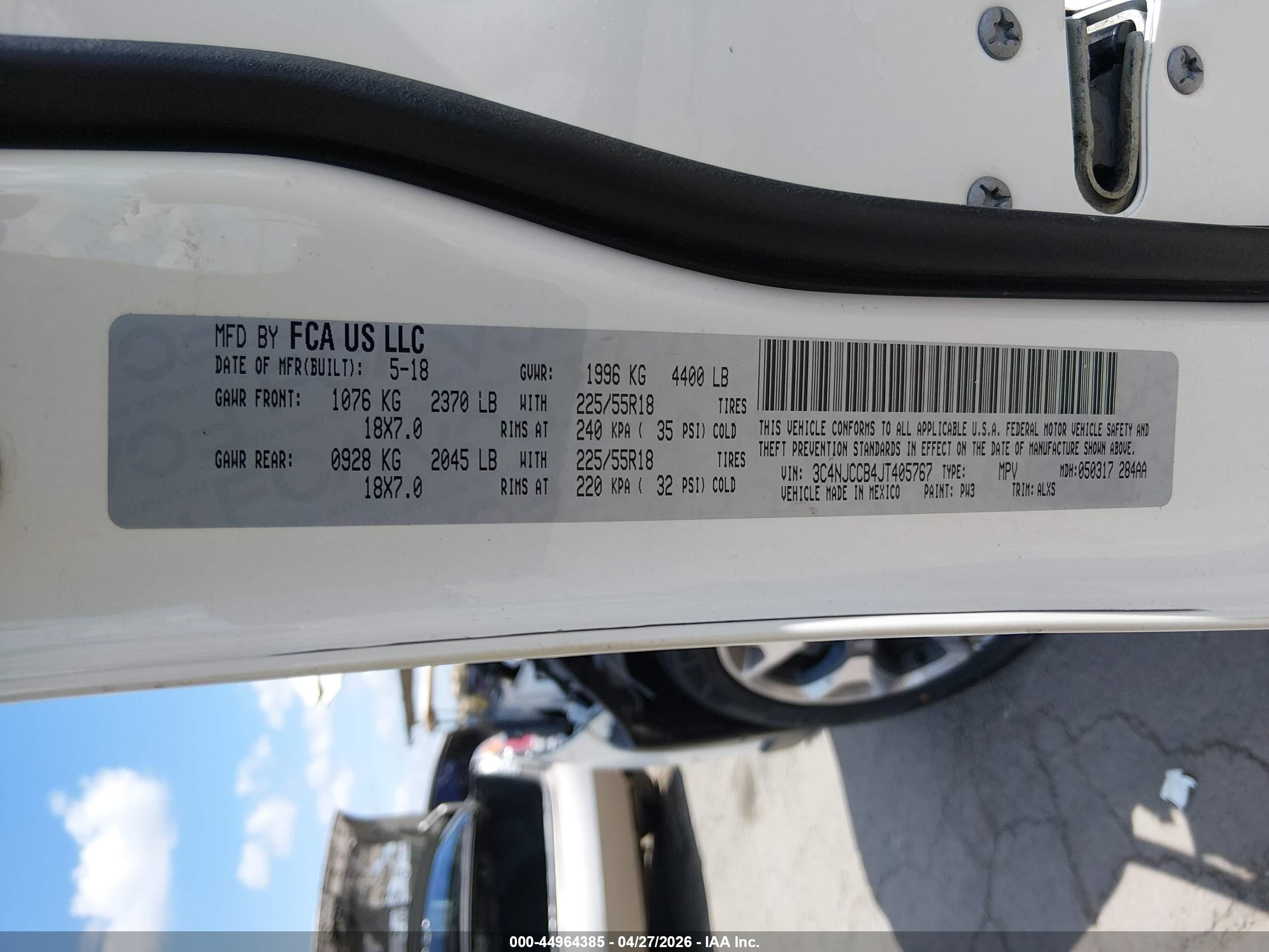 2018 Jeep Compass Limited Fwd White vin: 3C4NJCCB4JT405767