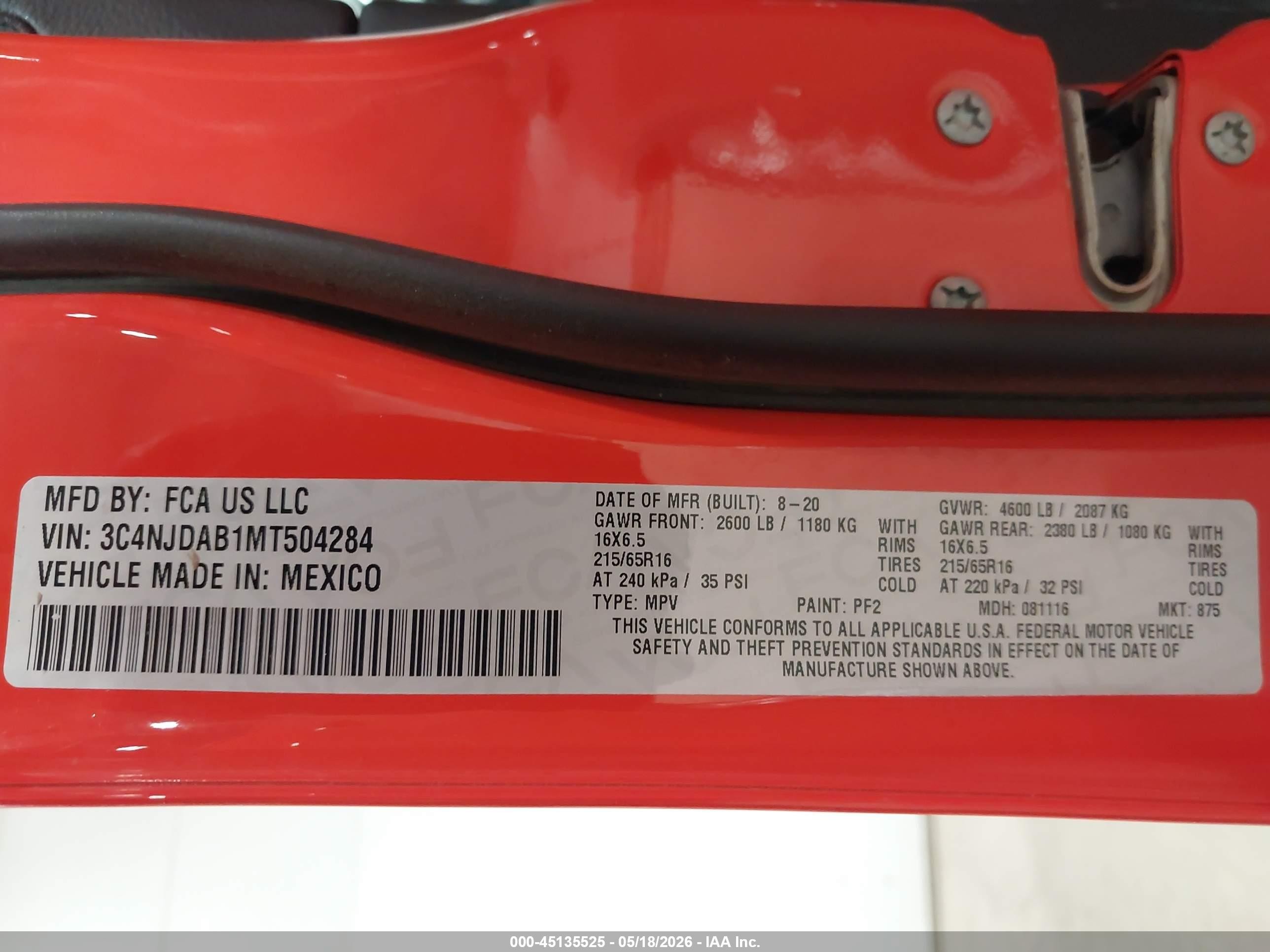 2021 Jeep Compass Sport 4x4 Оранжевый vin: 3C4NJDAB1MT504284