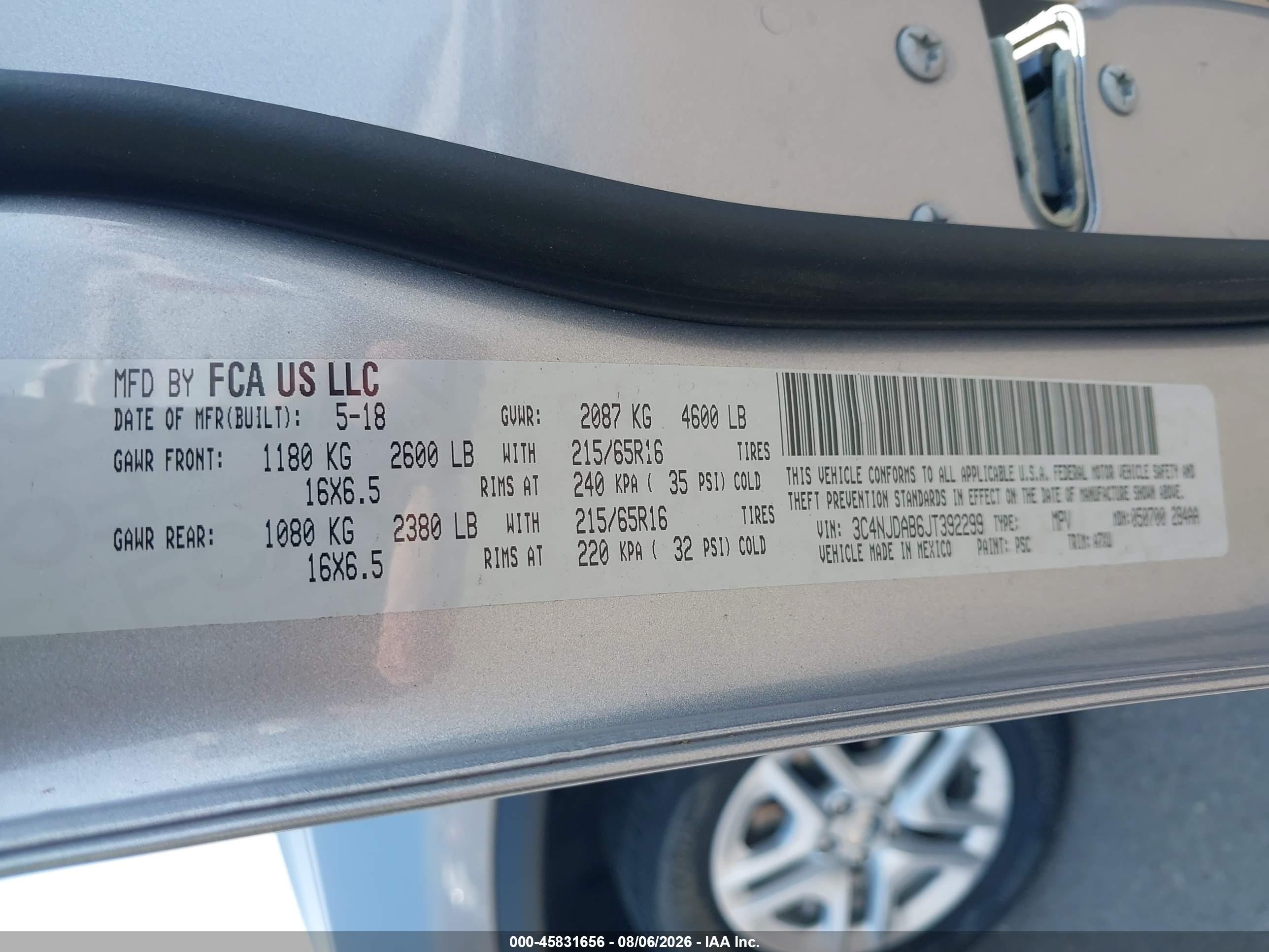 2018 Jeep Compass Sport 4x4 Silver vin: 3C4NJDAB6JT392299