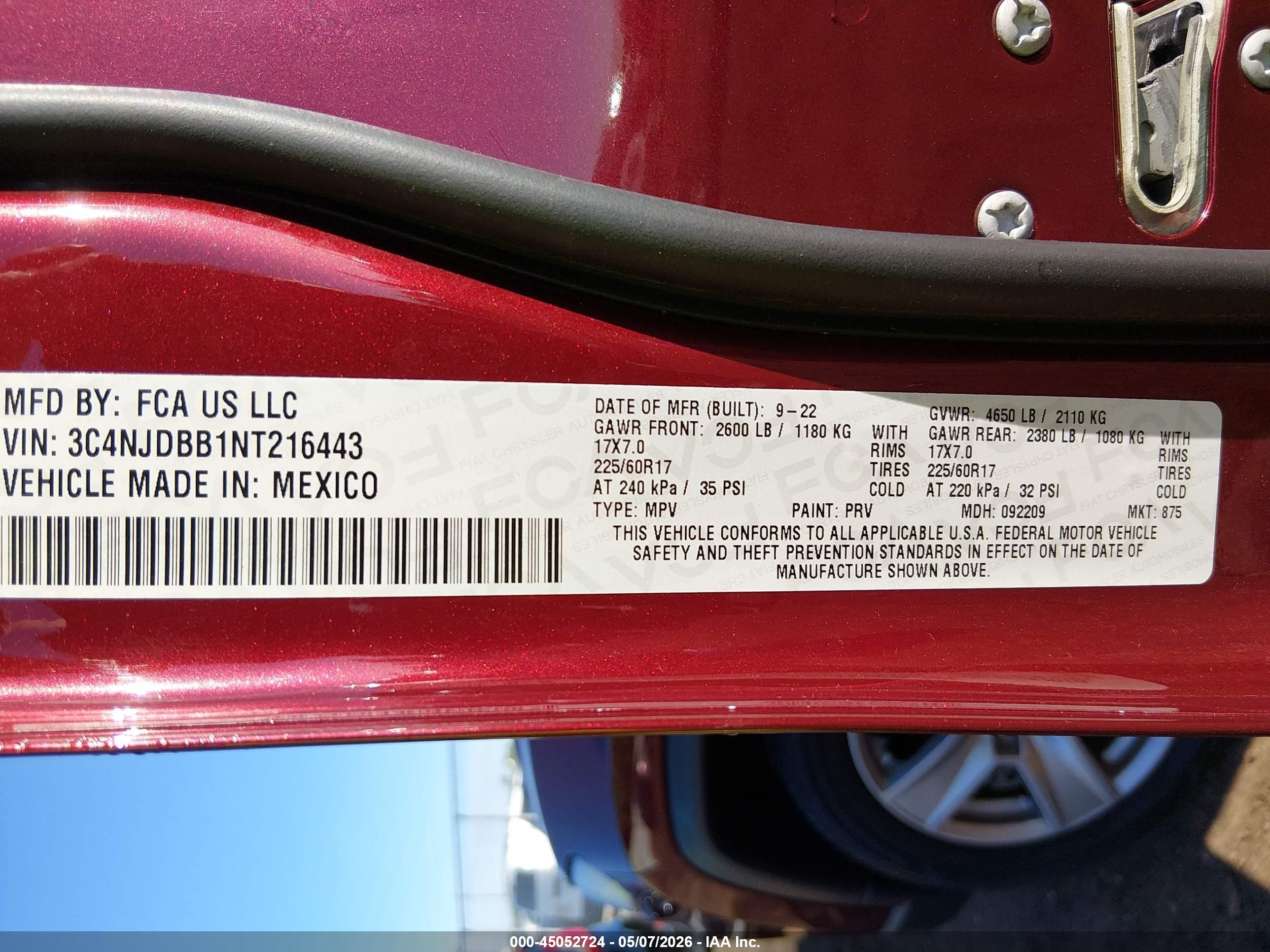 2022 Jeep Compass Latitude 4x4 Maroon vin: 3C4NJDBB1NT216443