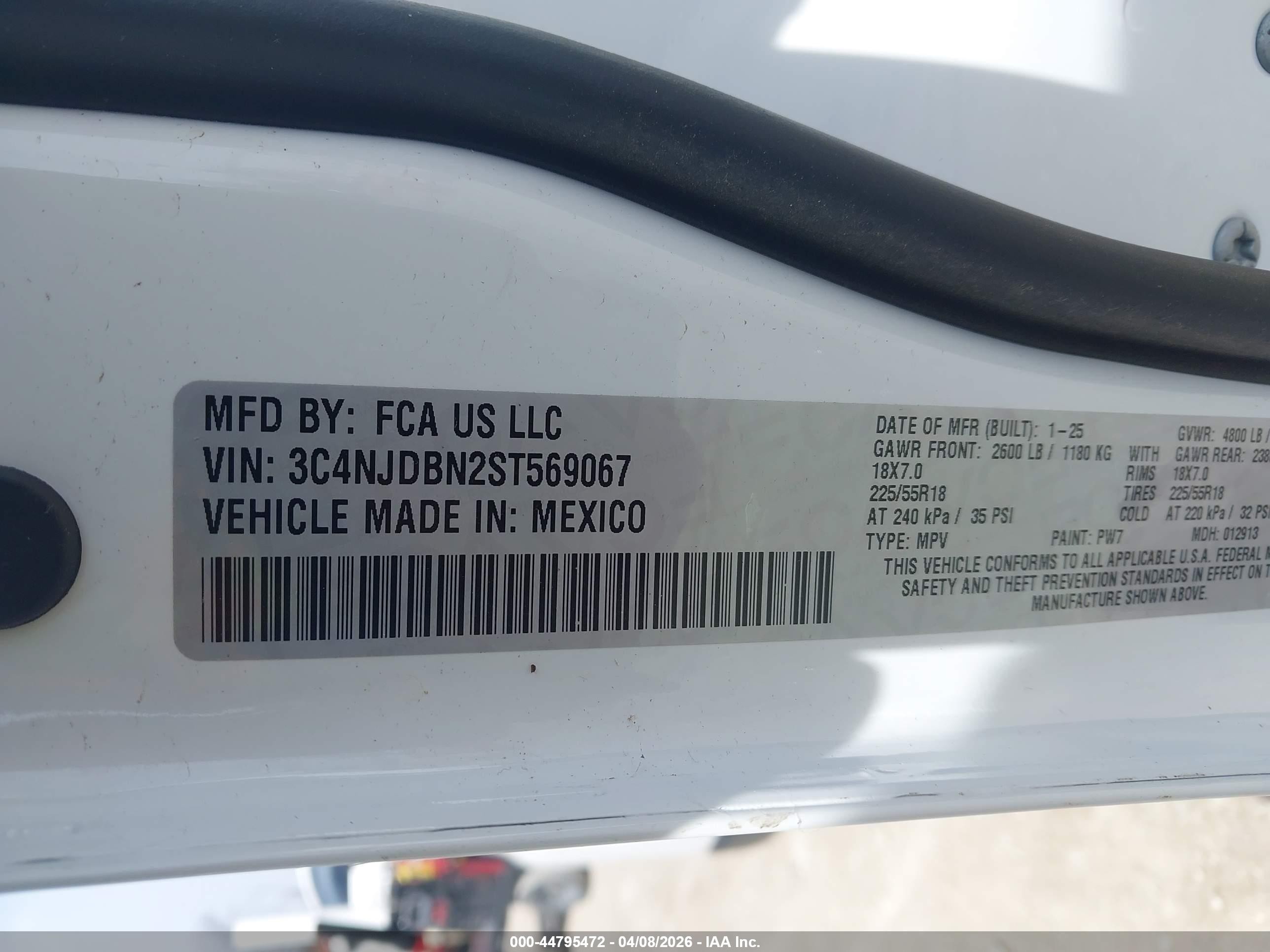 2025 Jeep Compass Latitude 4x4 White vin: 3C4NJDBN2ST569067