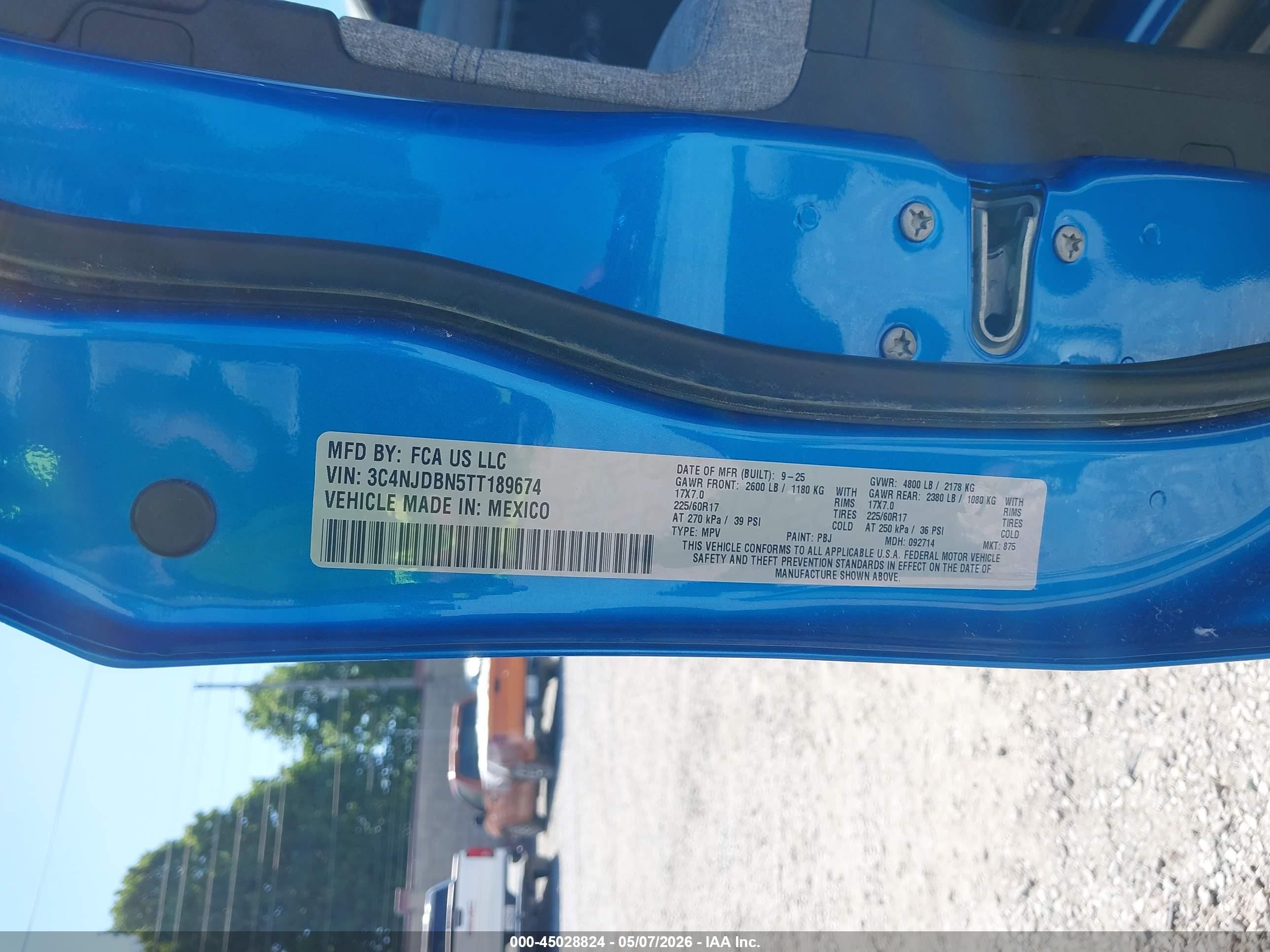 2026 Jeep Compass Latitude Blue vin: 3C4NJDBN5TT189674