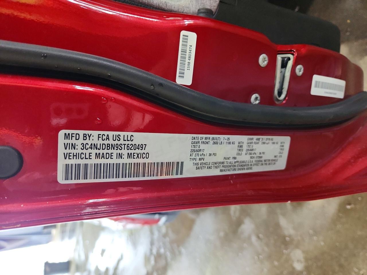 2025 Jeep Compass Latitude Red vin: 3C4NJDBN9ST620497