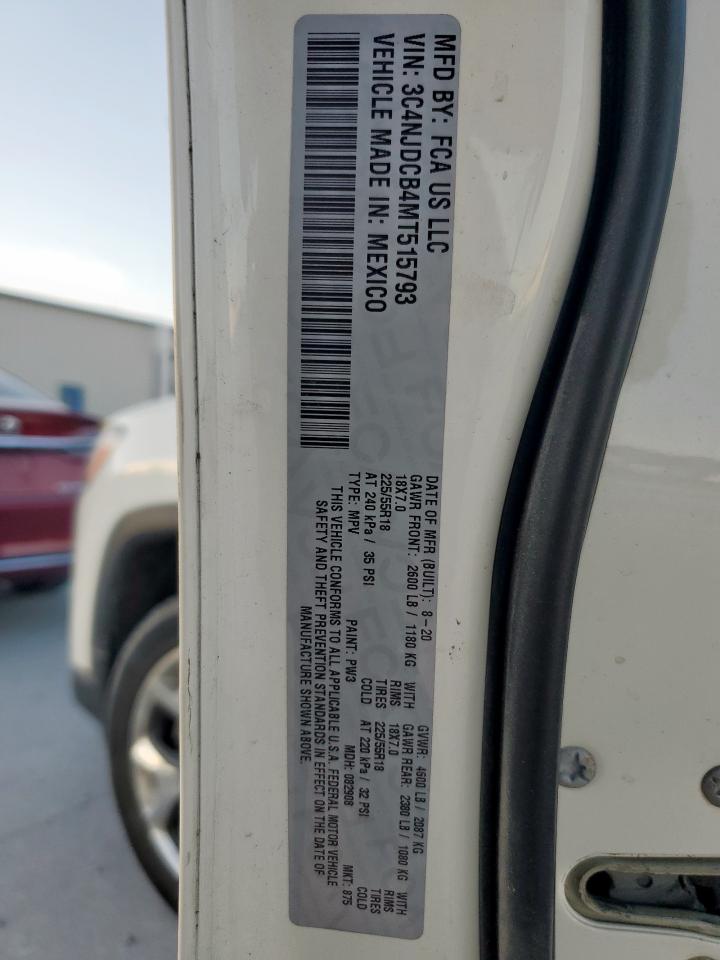 2021 Jeep Compass Limited White vin: 3C4NJDCB4MT515793