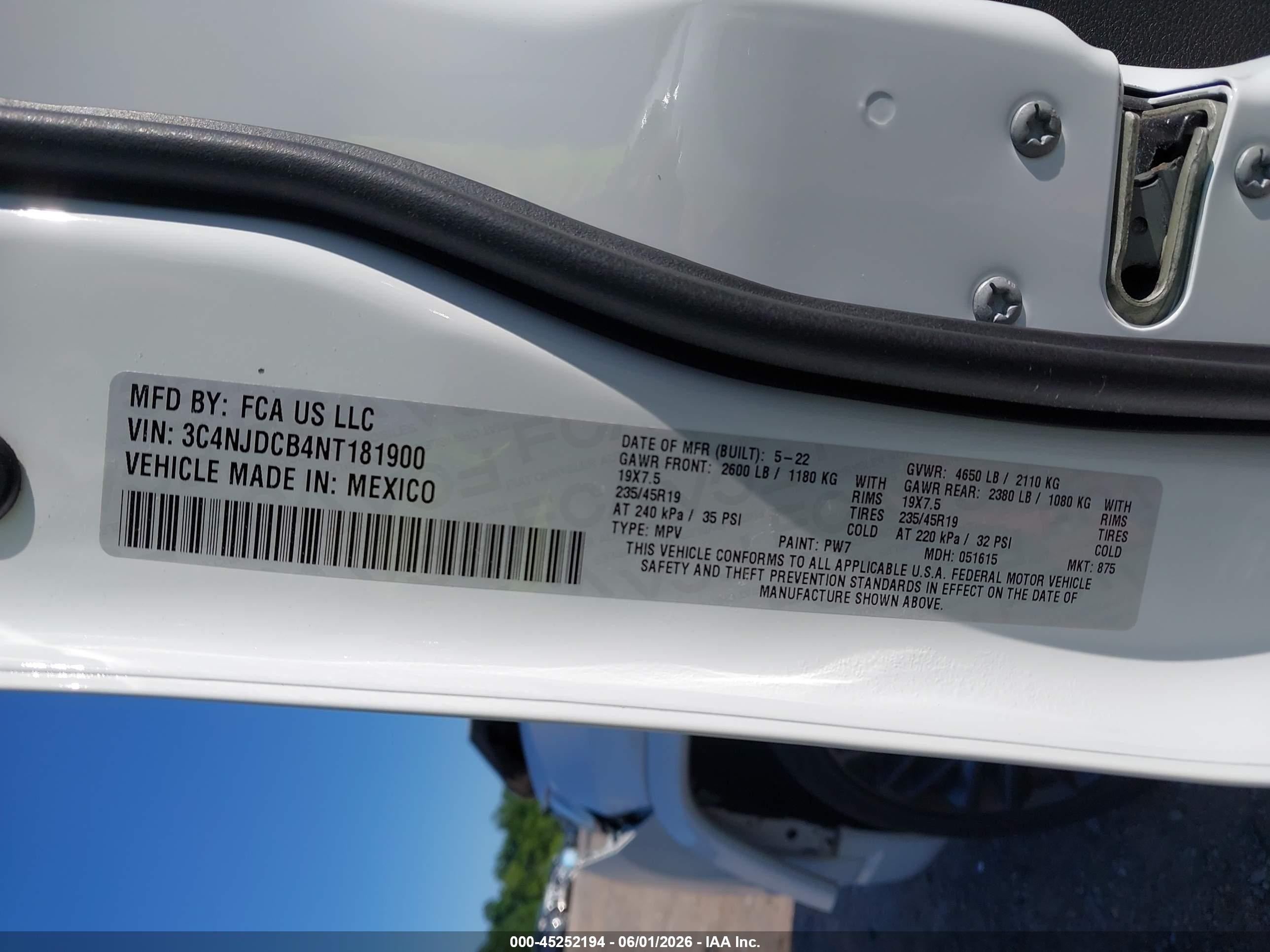 2022 Jeep Compass Limited White vin: 3C4NJDCB4NT181900