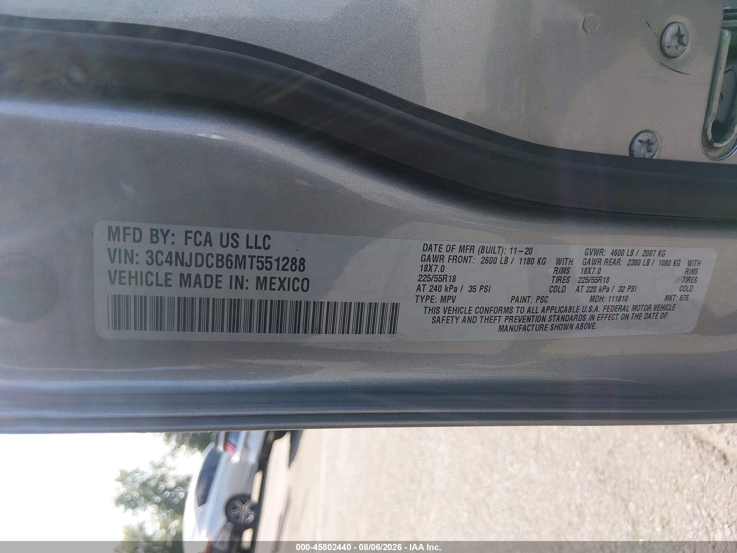 2021 Jeep Compass Limited 4x4 Серебряный vin: 3C4NJDCB6MT551288