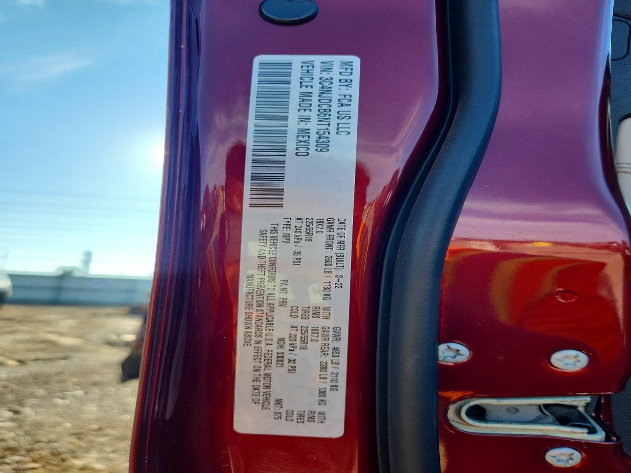 2022 Jeep Compass Limited Red vin: 3C4NJDCB6NT154309