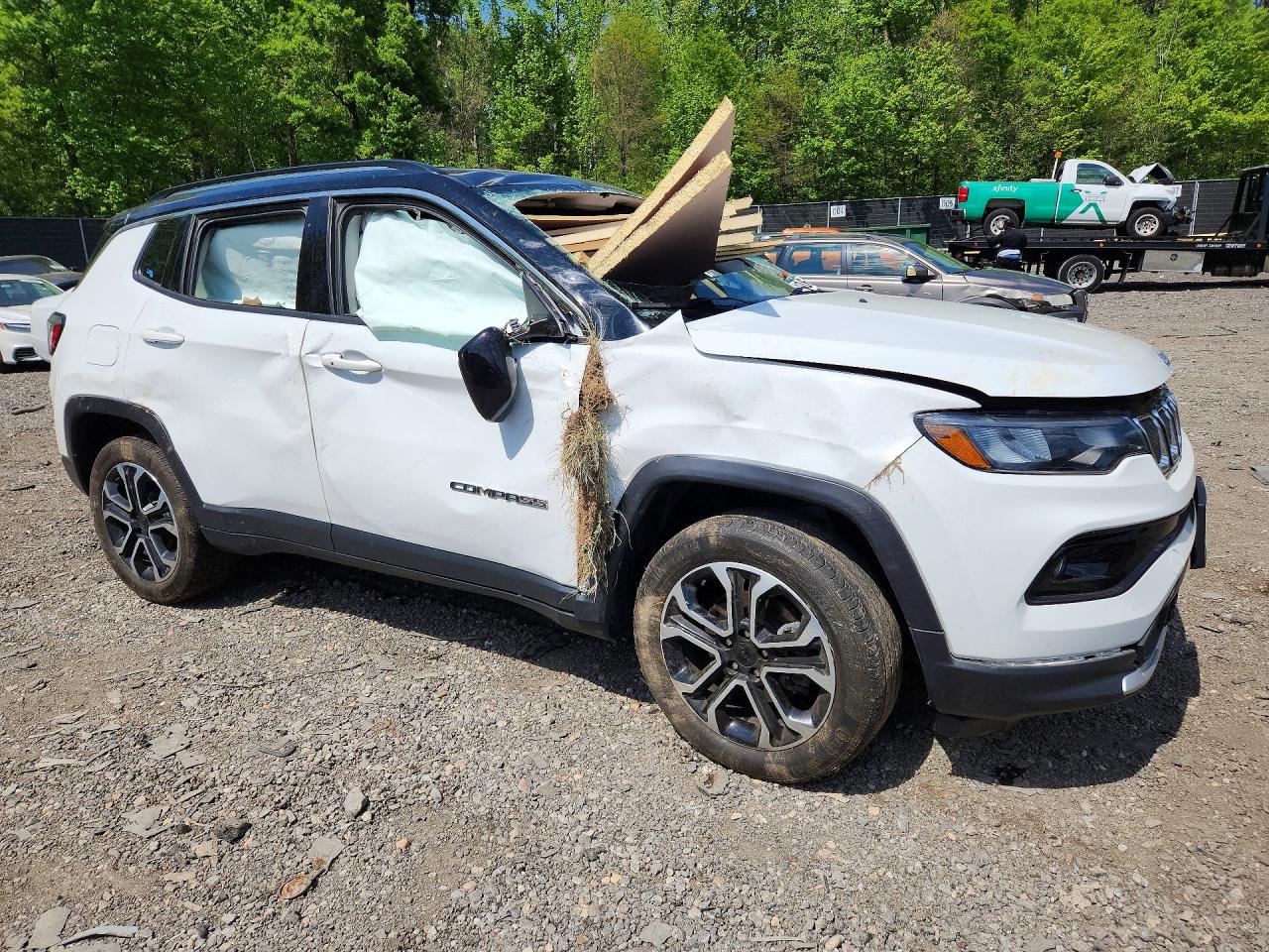 2022 Jeep Compass Limited White vin: 3C4NJDCB8NT223727