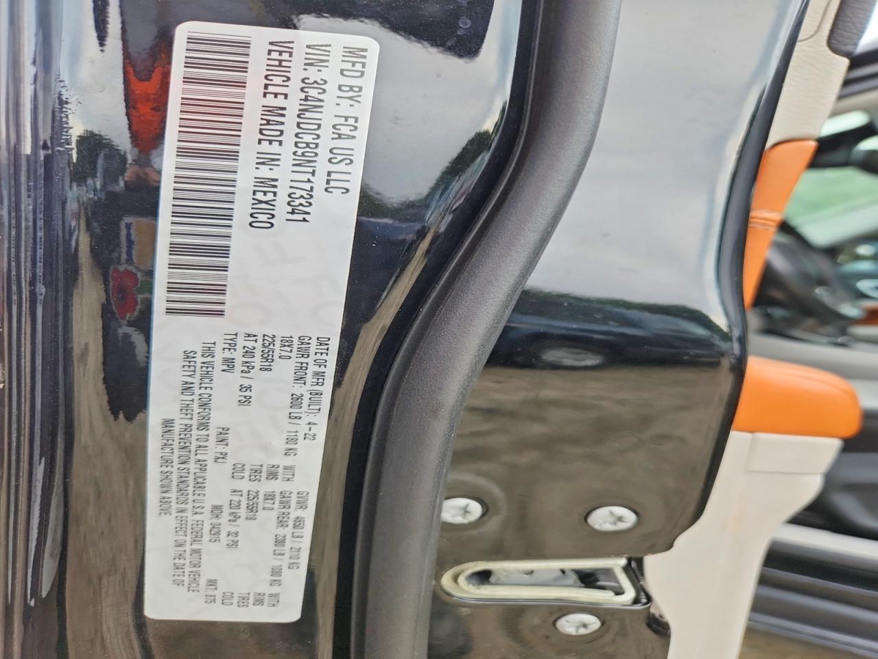 2022 Jeep Compass Limited Черный vin: 3C4NJDCB9NT173341