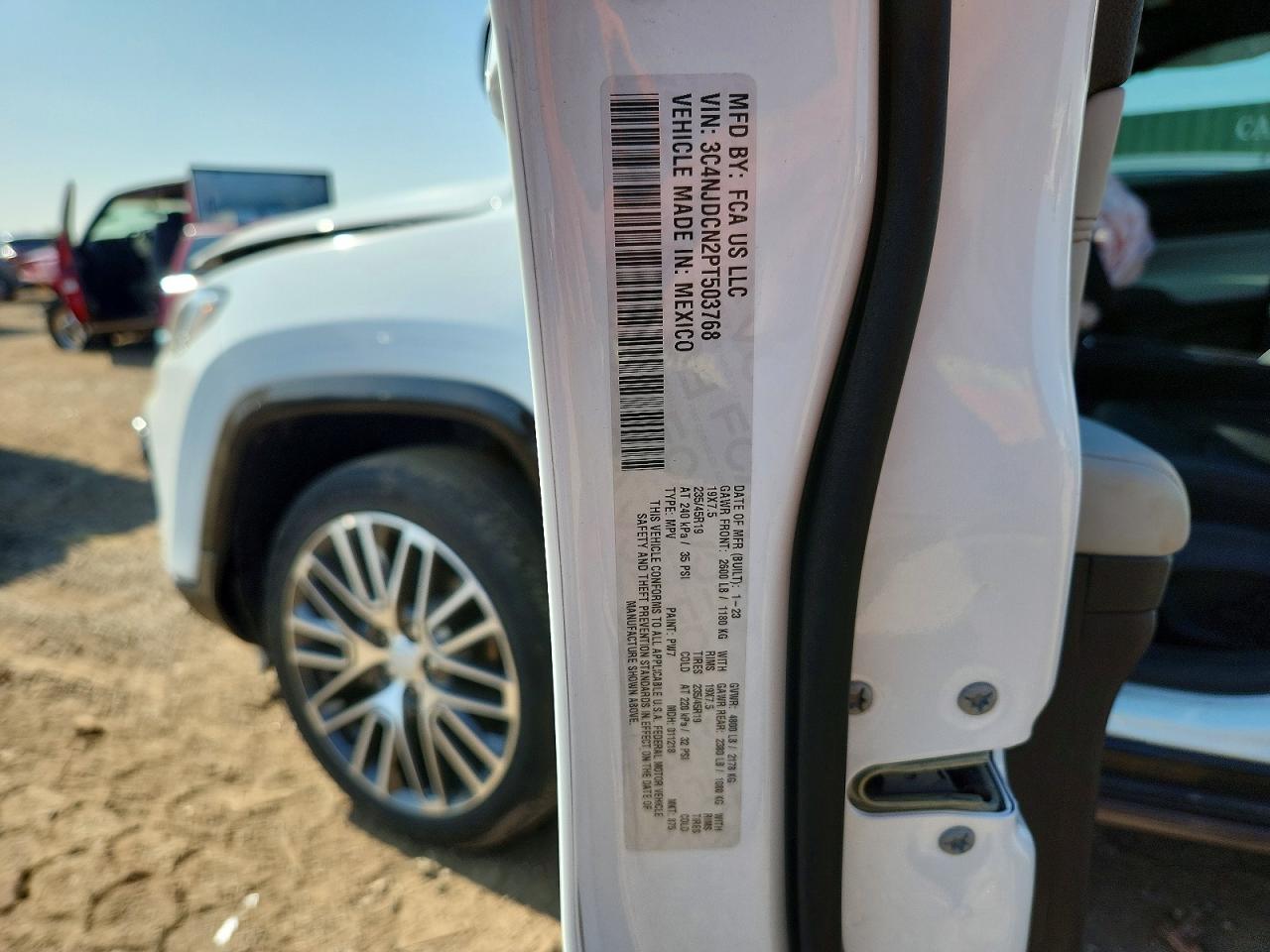 2023 Jeep Compass Limited White vin: 3C4NJDCN2PT503768