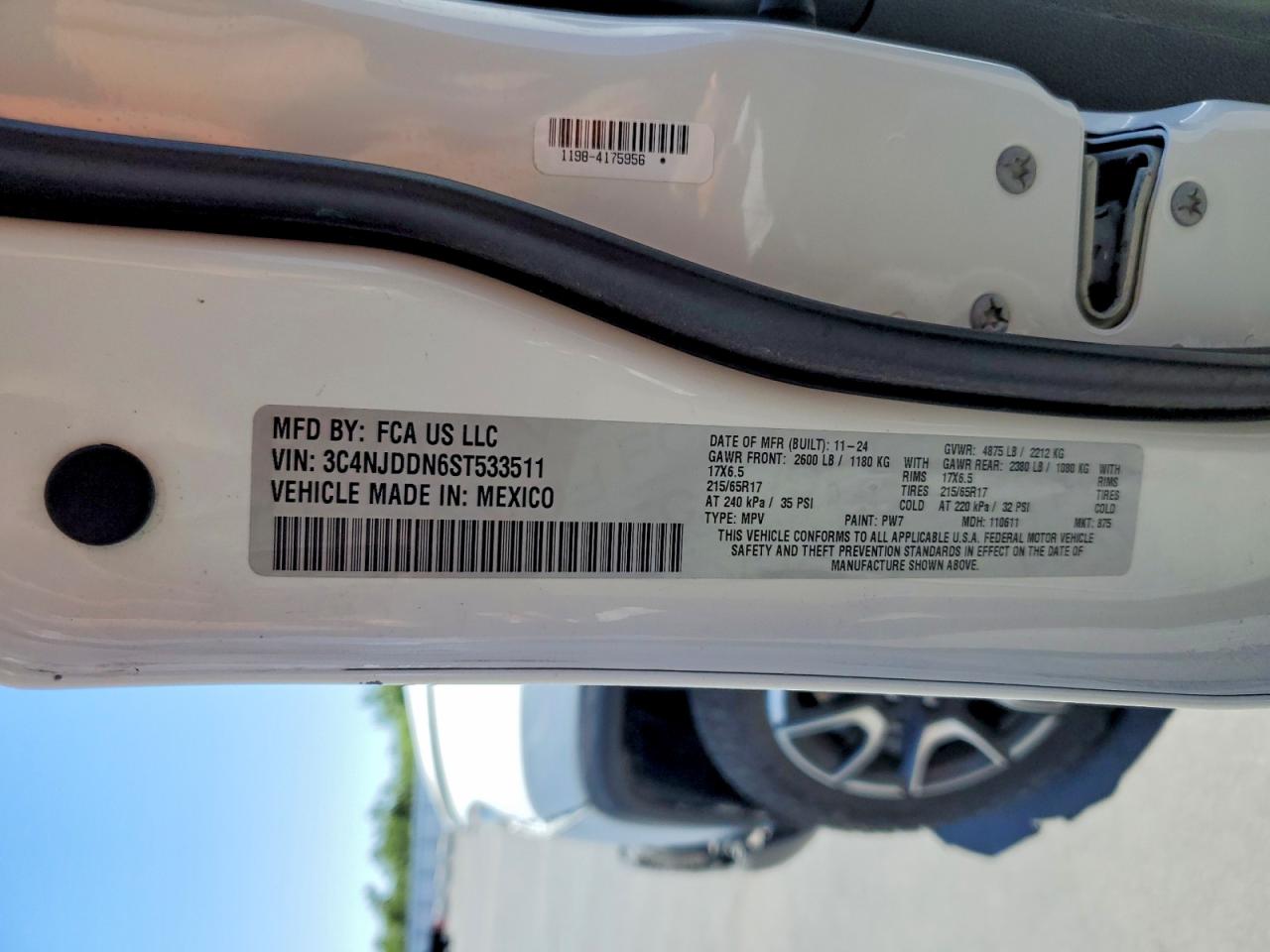 2025 Jeep Compass Trailhawk White vin: 3C4NJDDN6ST533511