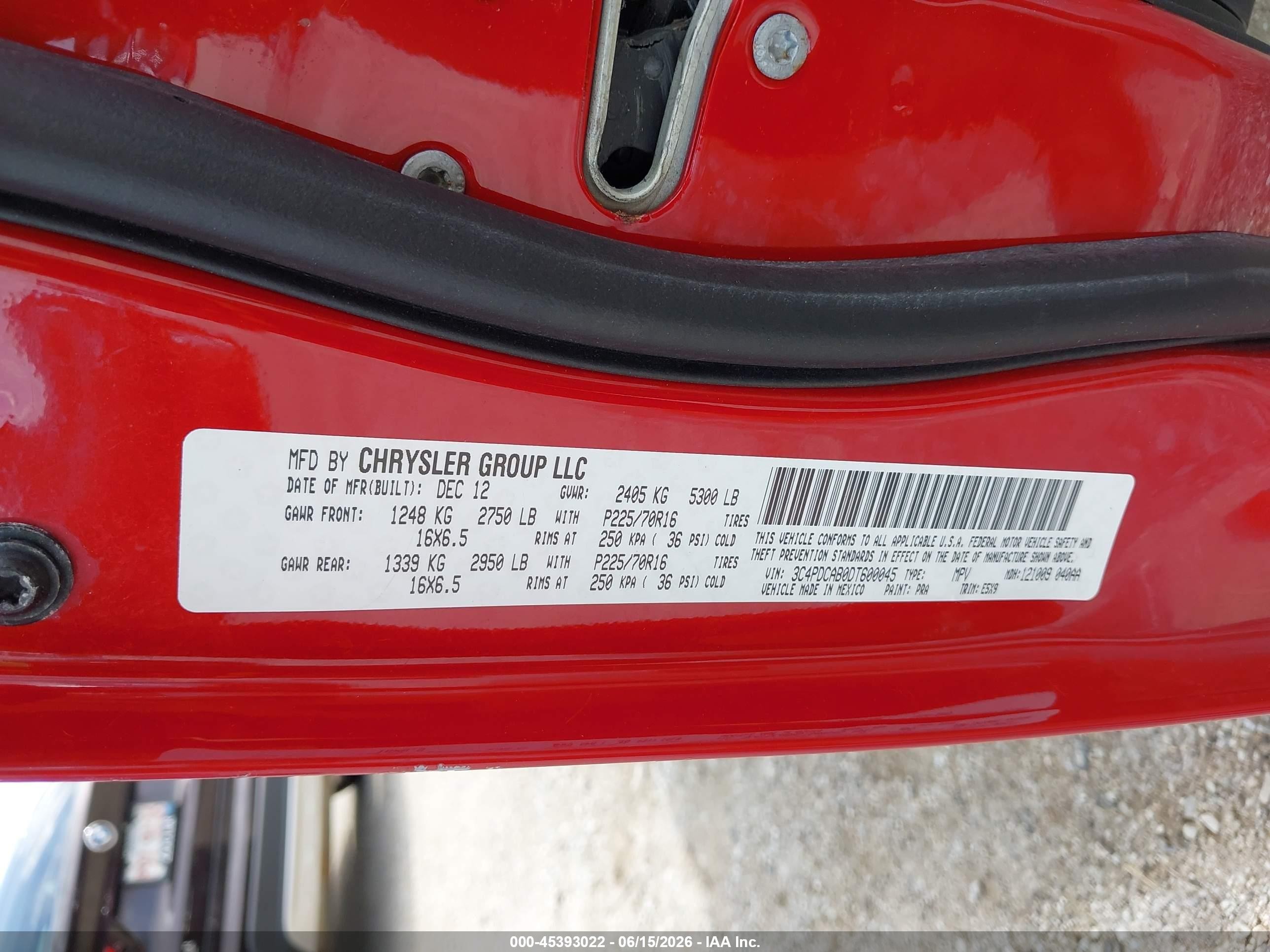 2013 Dodge Journey Se Red vin: 3C4PDCAB0DT600045