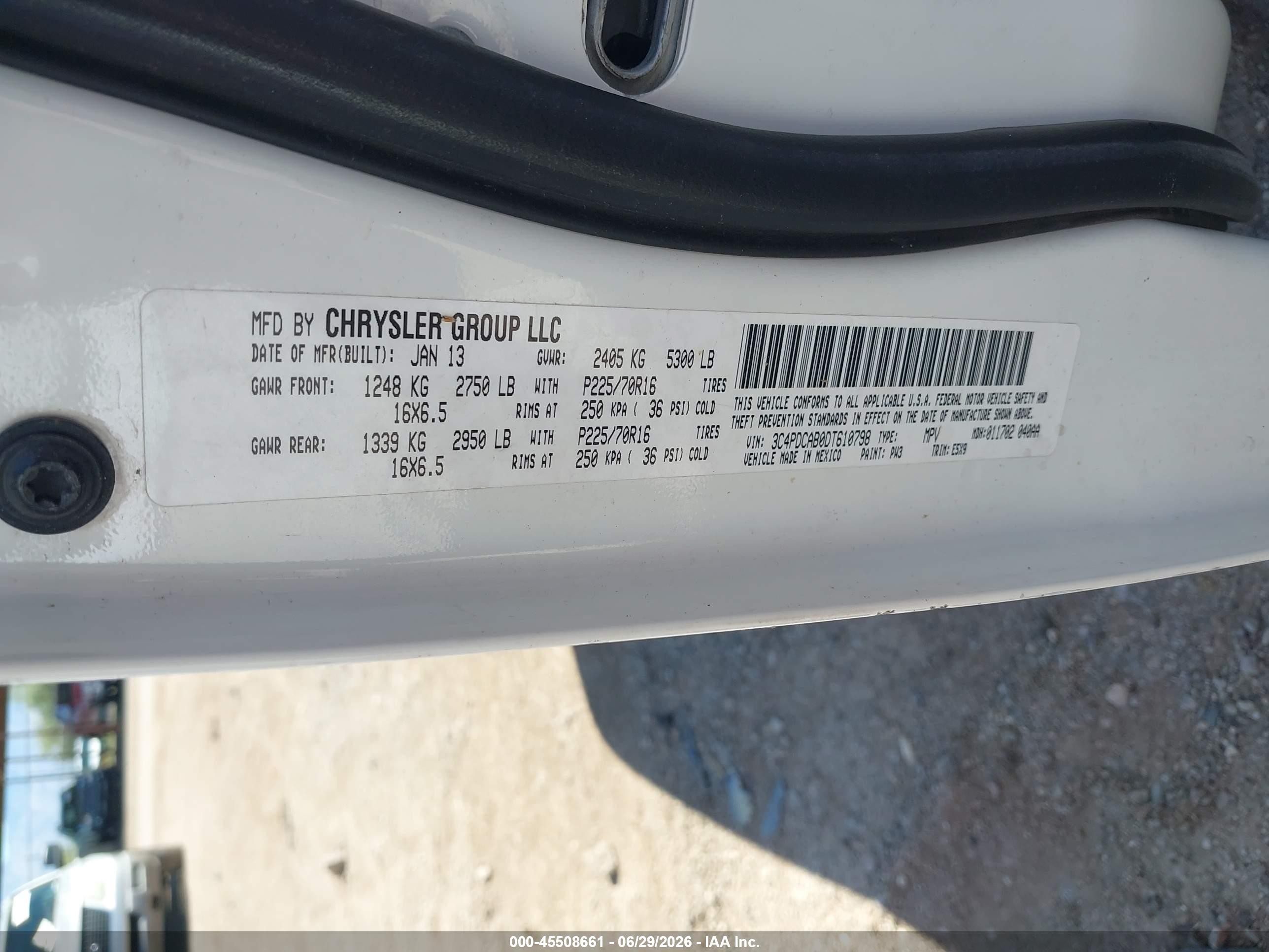 2013 Dodge Journey American Value Pkg White vin: 3C4PDCAB0DT610798