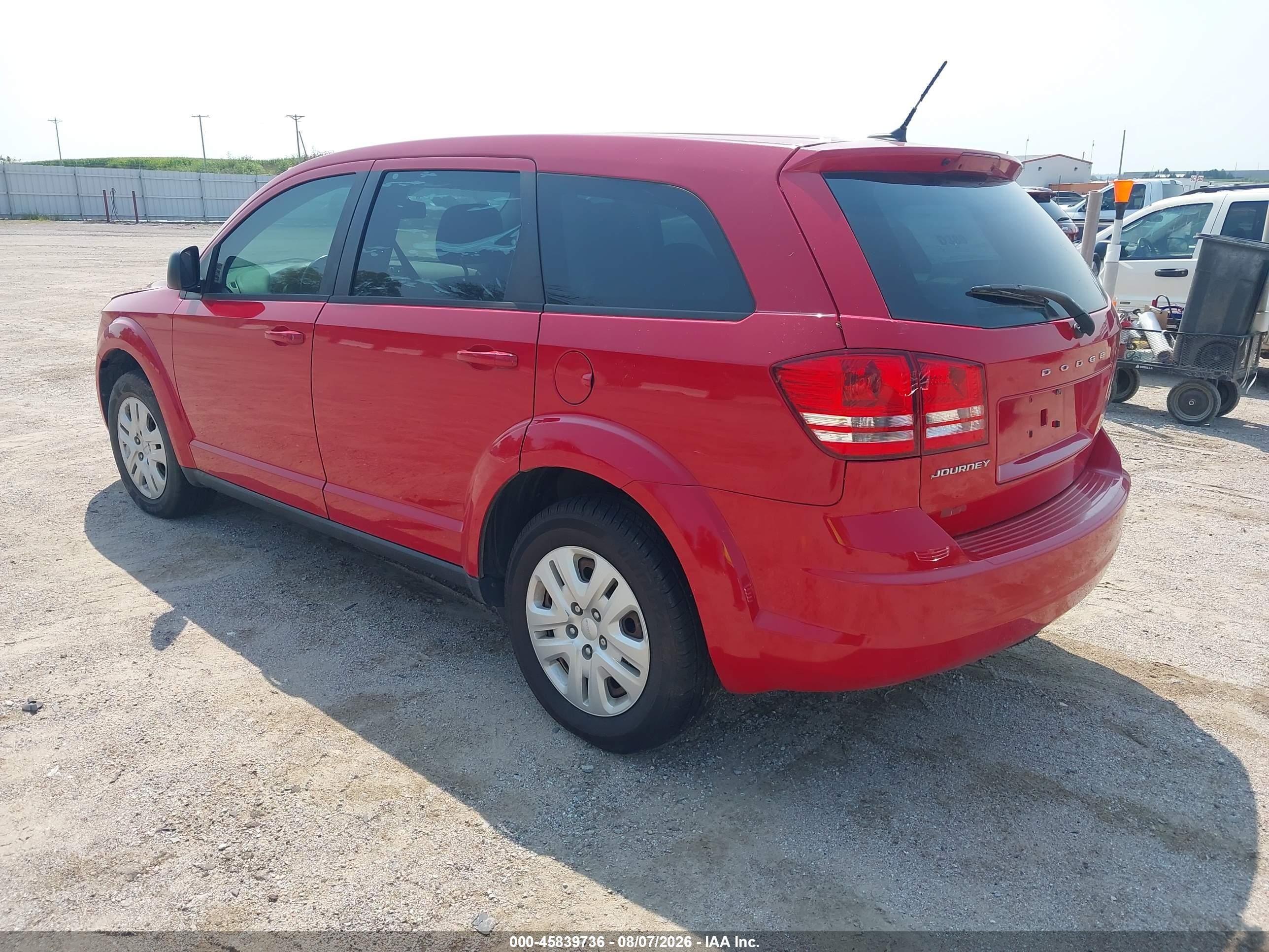 2013 Dodge Journey American Value Pkg Red vin: 3C4PDCAB0DT723439