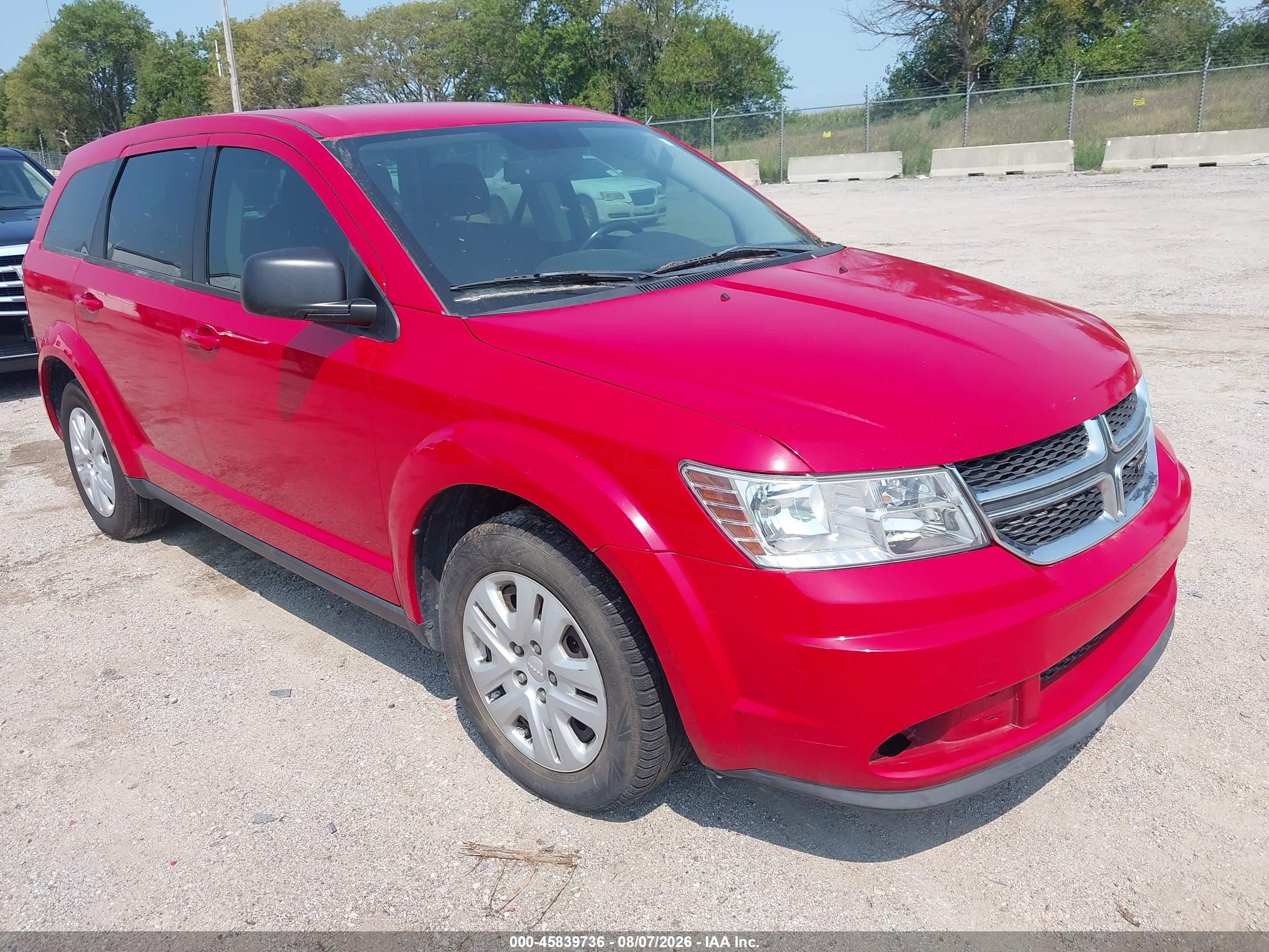 2013 Dodge Journey American Value Pkg Red vin: 3C4PDCAB0DT723439