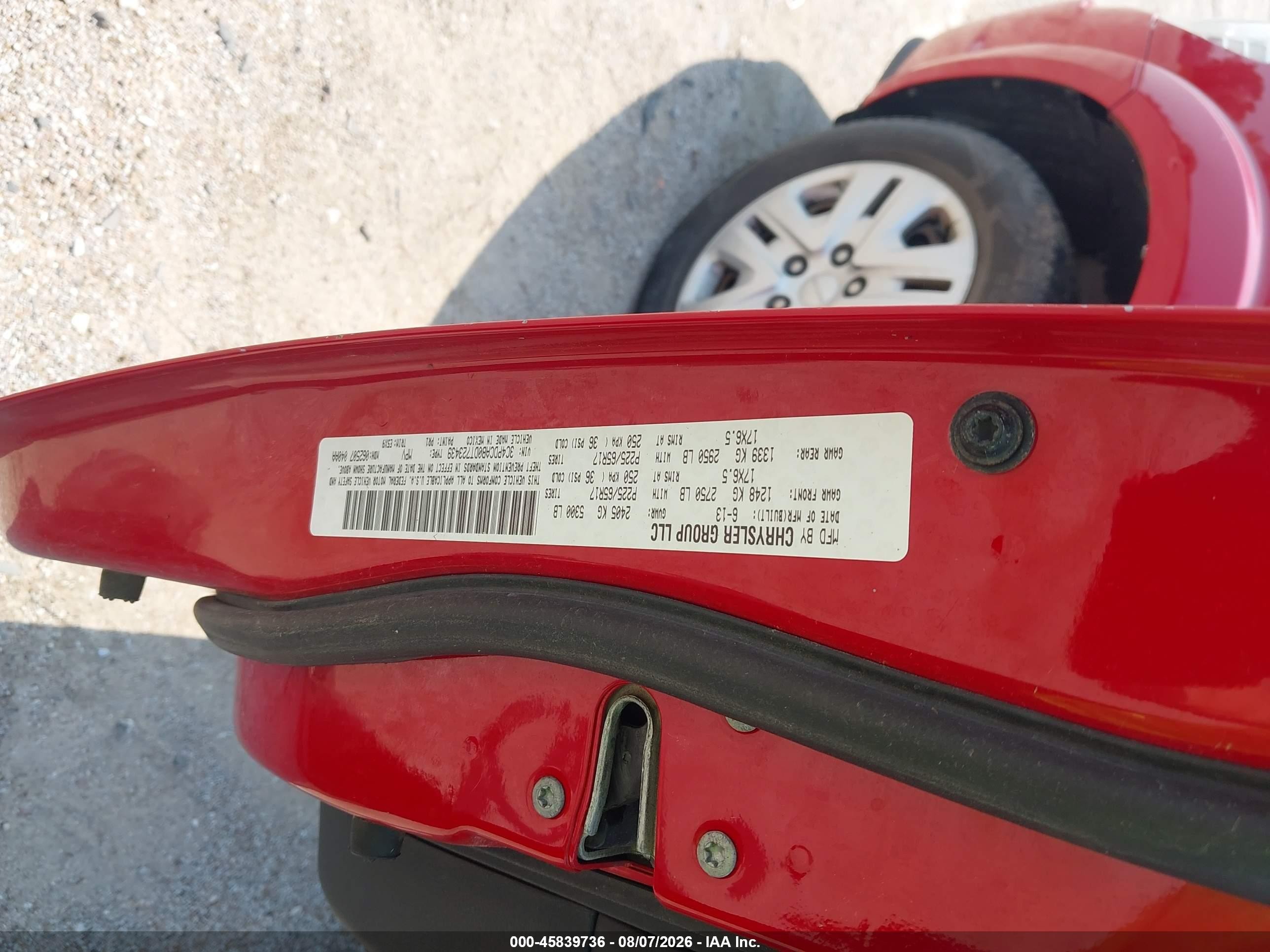2013 Dodge Journey American Value Pkg Red vin: 3C4PDCAB0DT723439