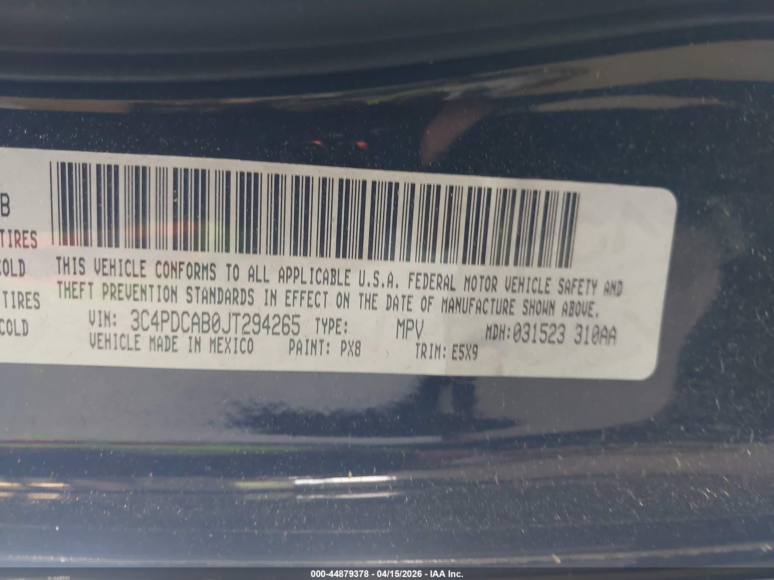 2018 Dodge Journey Se Black vin: 3C4PDCAB0JT294265