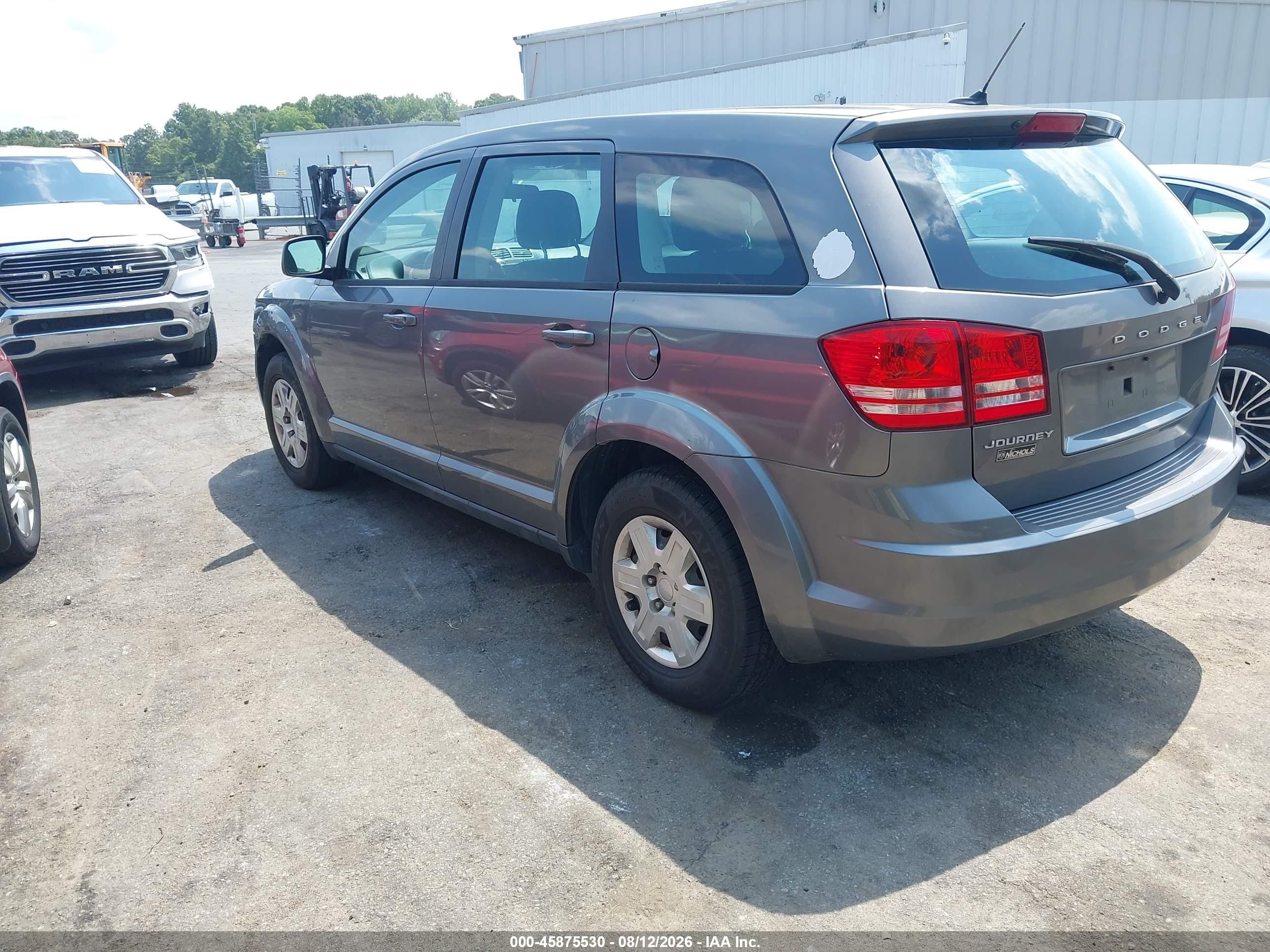 2012 Dodge Journey Se/avp Gray vin: 3C4PDCAB1CT203748