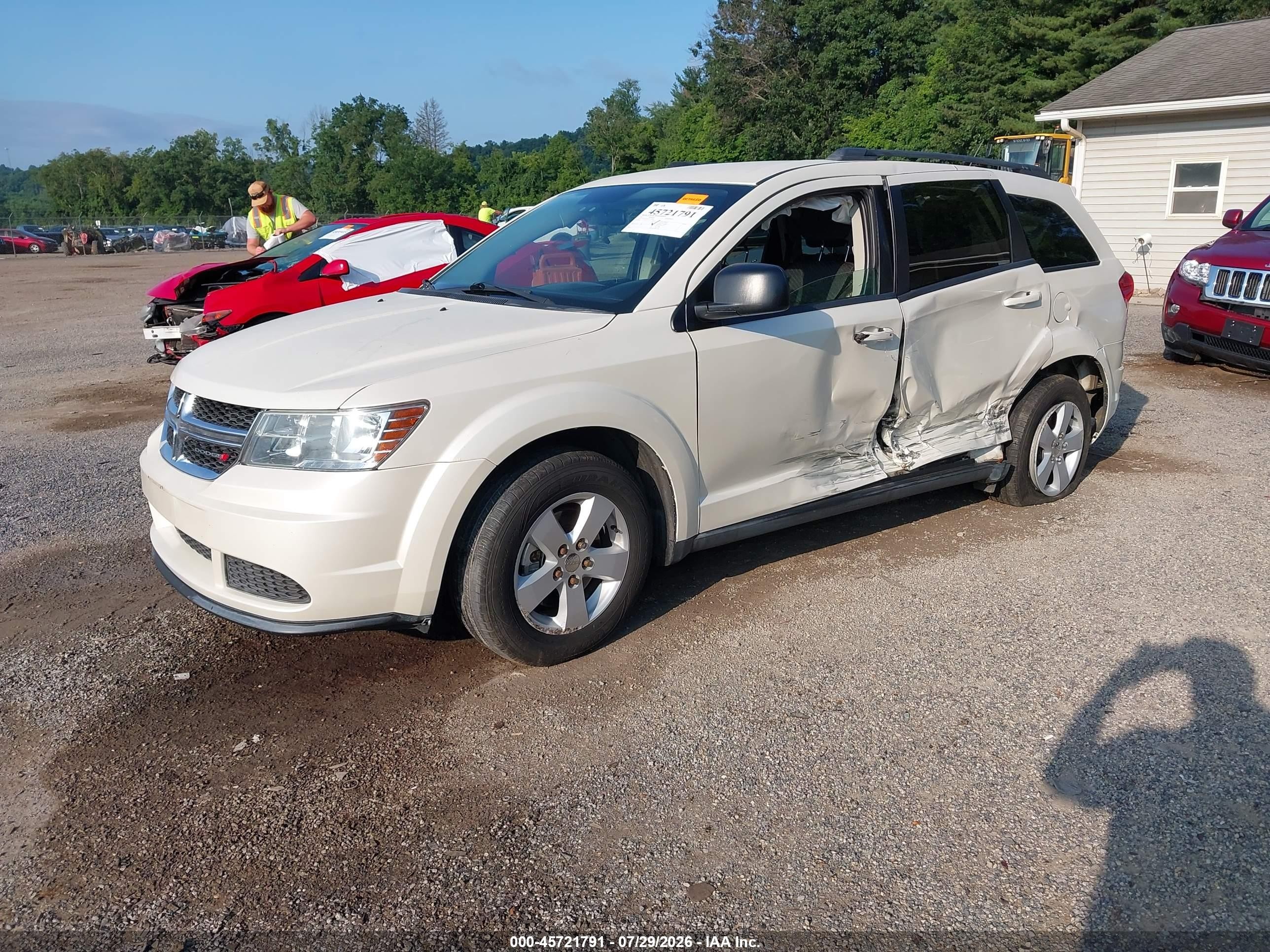 2013 Dodge Journey Se White vin: 3C4PDCAB1DT578976
