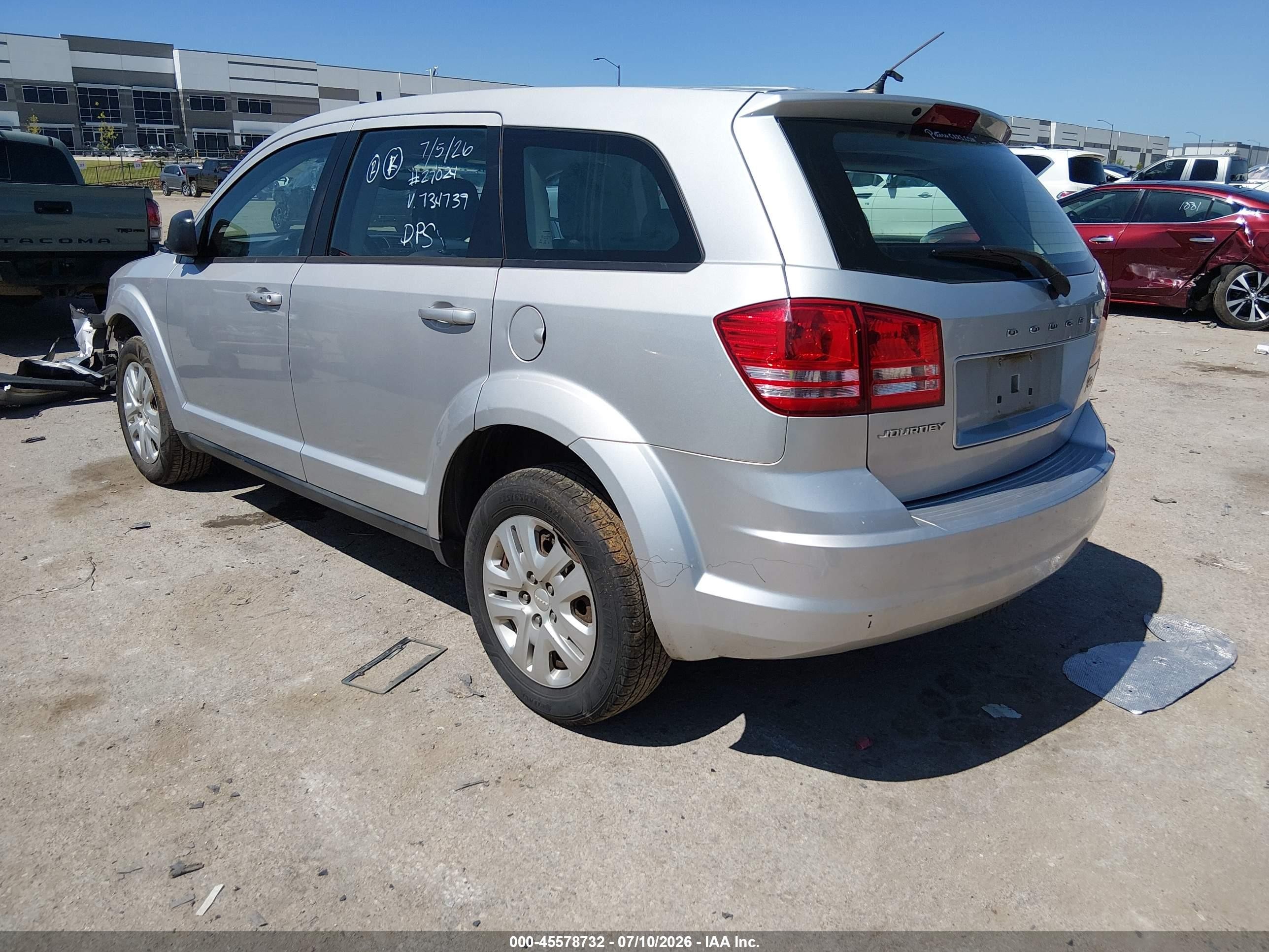 2013 Dodge Journey American Value Pkg Серебряный vin: 3C4PDCAB1DT734739