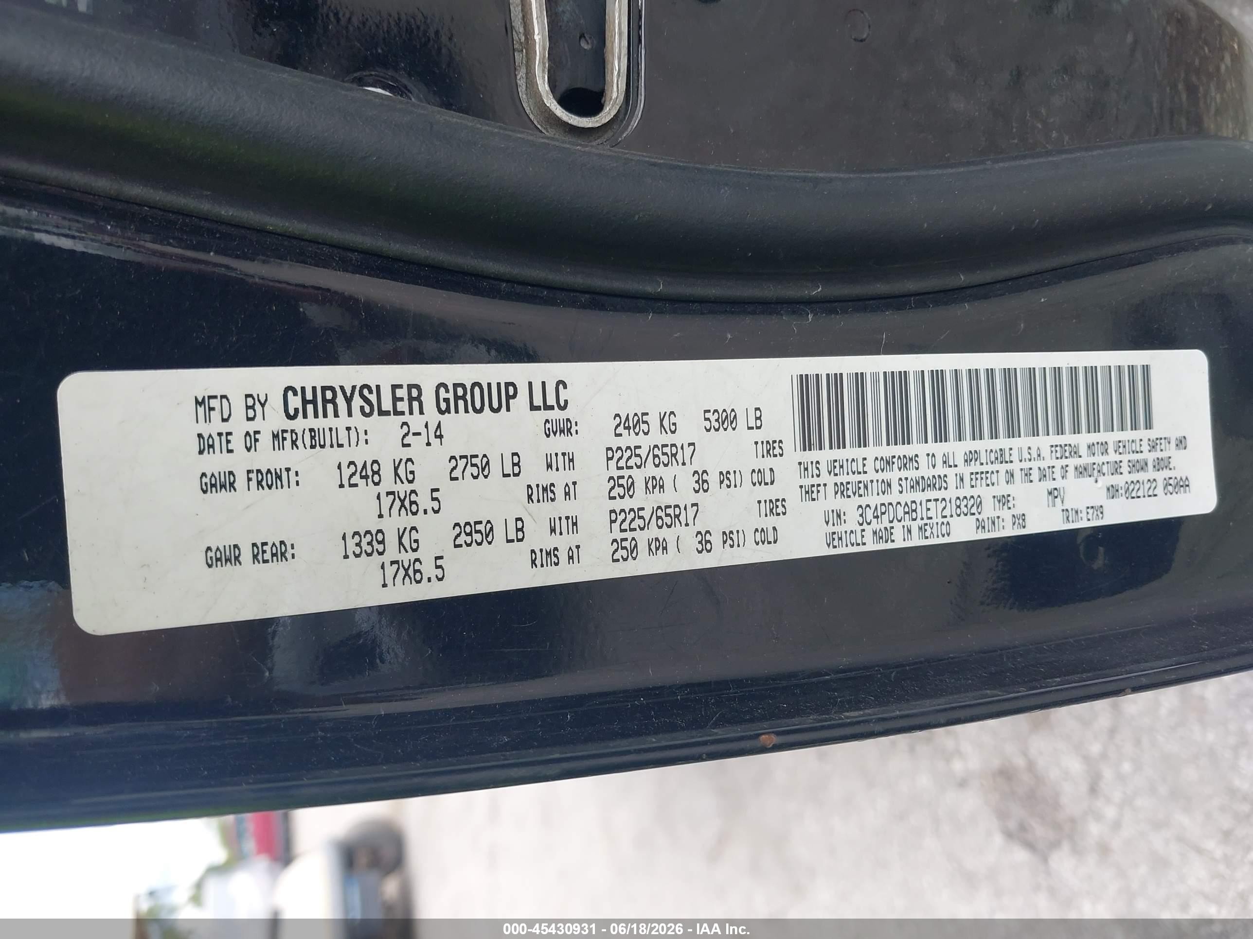 2014 Dodge Journey Se Black vin: 3C4PDCAB1ET218320