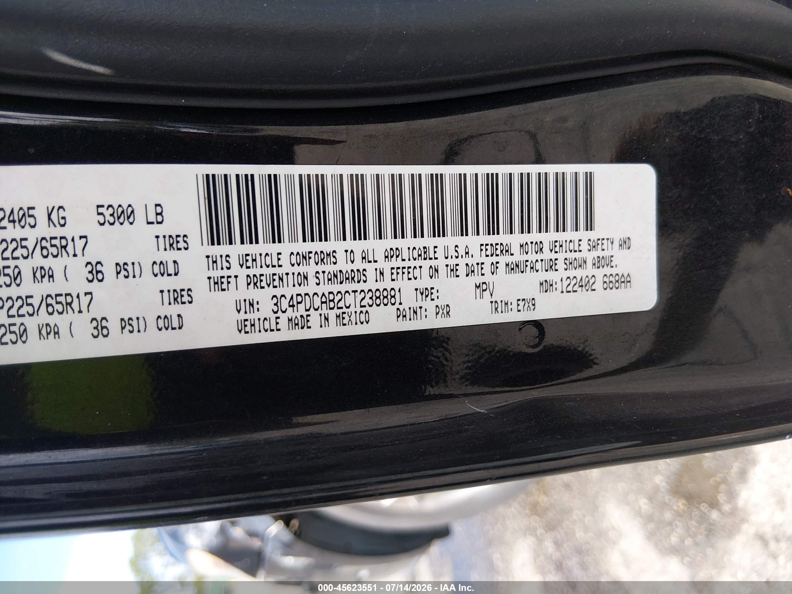 2012 Dodge Journey Se/avp Black vin: 3C4PDCAB2CT238881